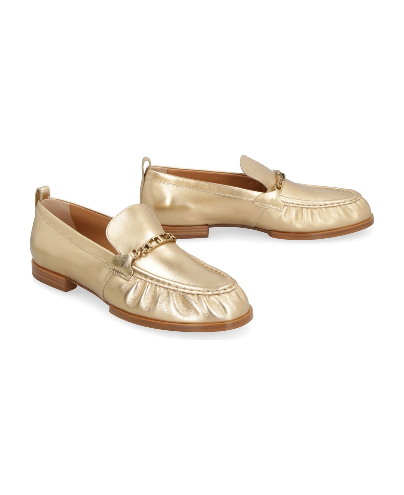 Tod's Metallic Leather Loafers - Gold
