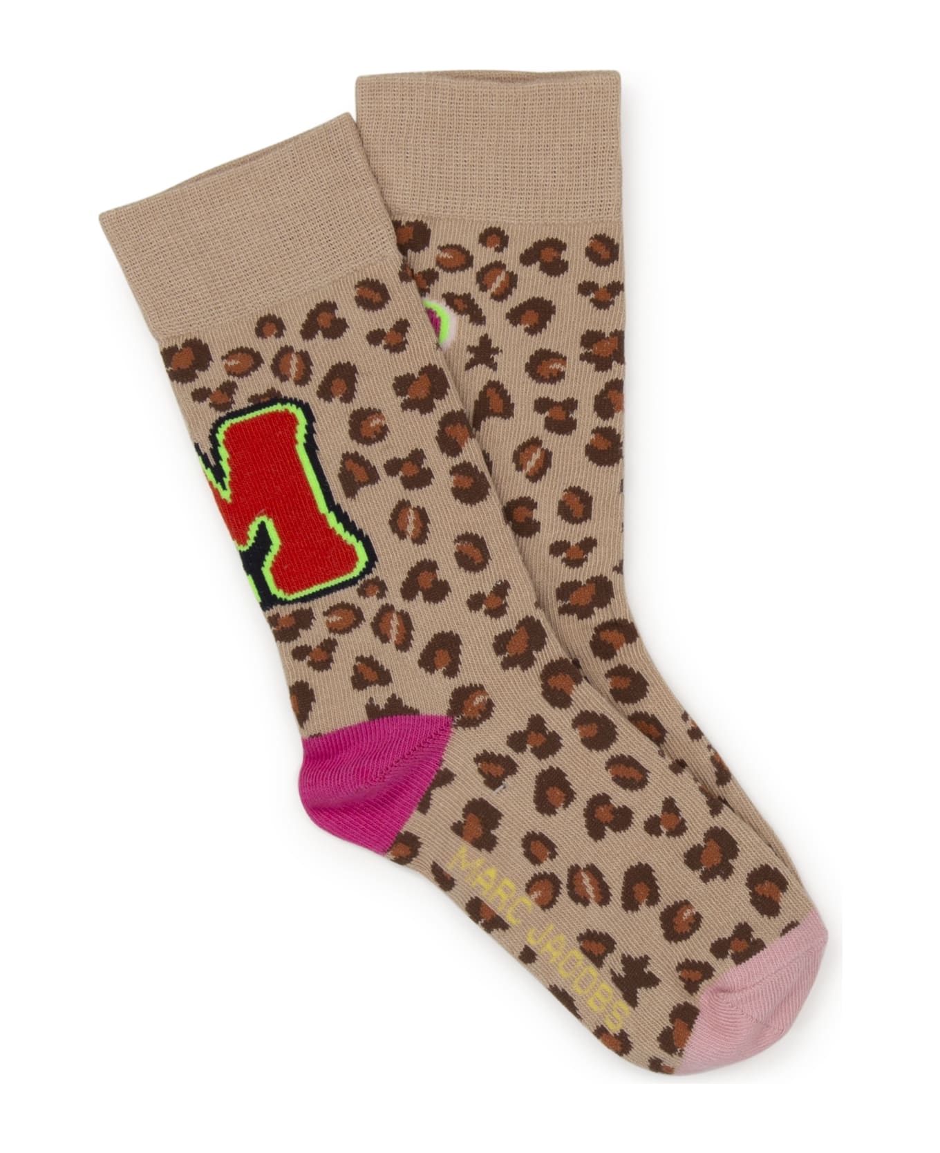 Little Marc Jacobs Socks With Print - Beige