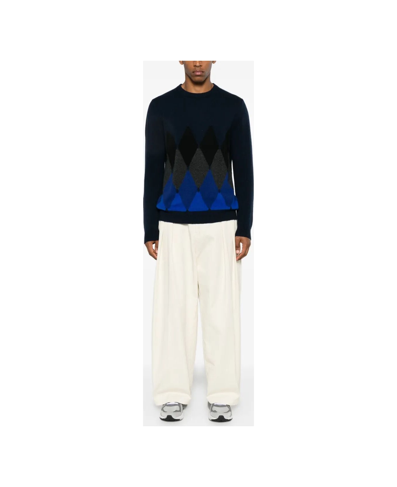 Ballantyne R Neck Pullover - Blu Navy Electric