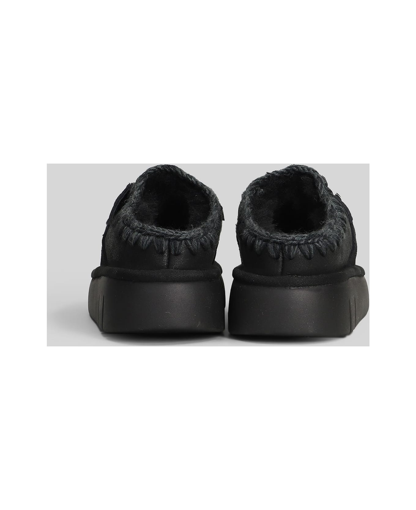 Mou Bounce Clog Slipper-mule In Black Leather - black