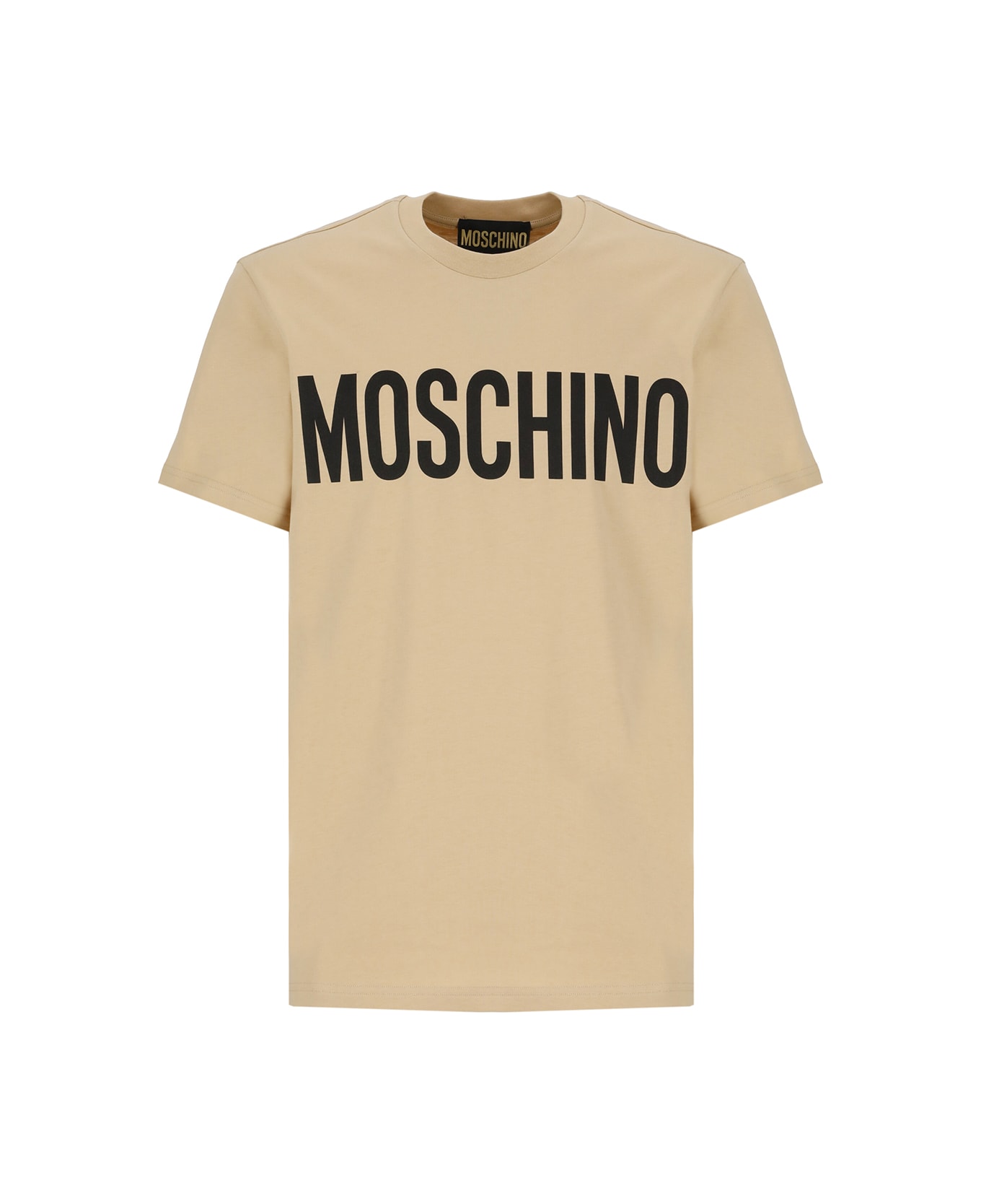 Moschino Logo Printed Crewneck T-shirt - Beige