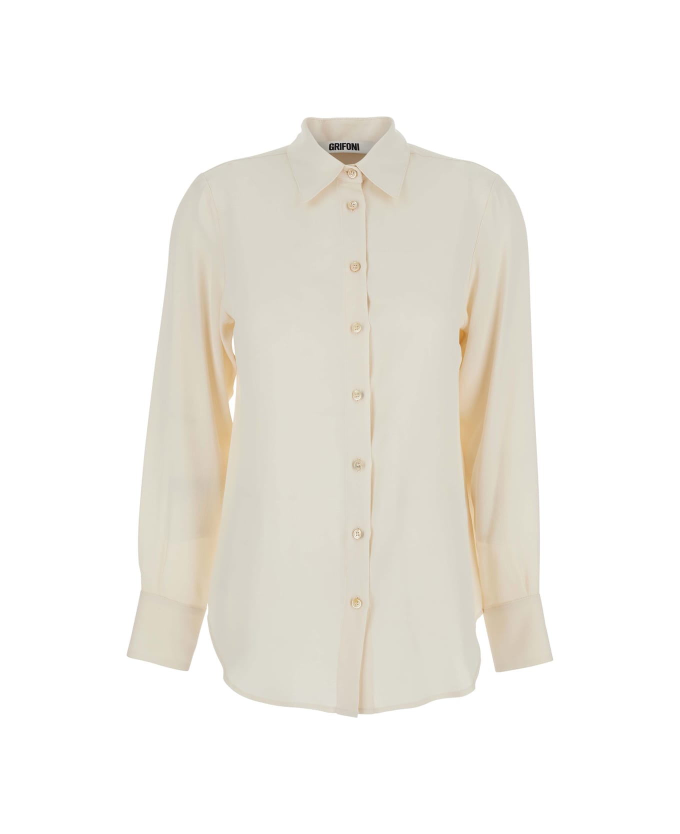 Mauro Grifoni White Shirt With Classic Collar And Buttoned Cuffs In Cotton Blend Woman - White