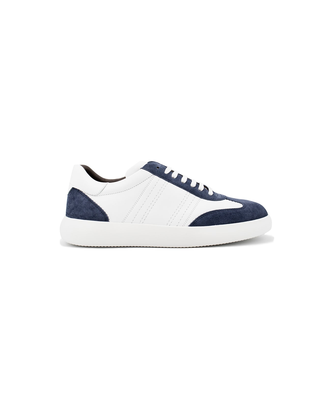 スニーカー Brioni QHLW0LPA701 Sneakers White Brioni Panelled suede-leather Sneakers | White | FARFETCH