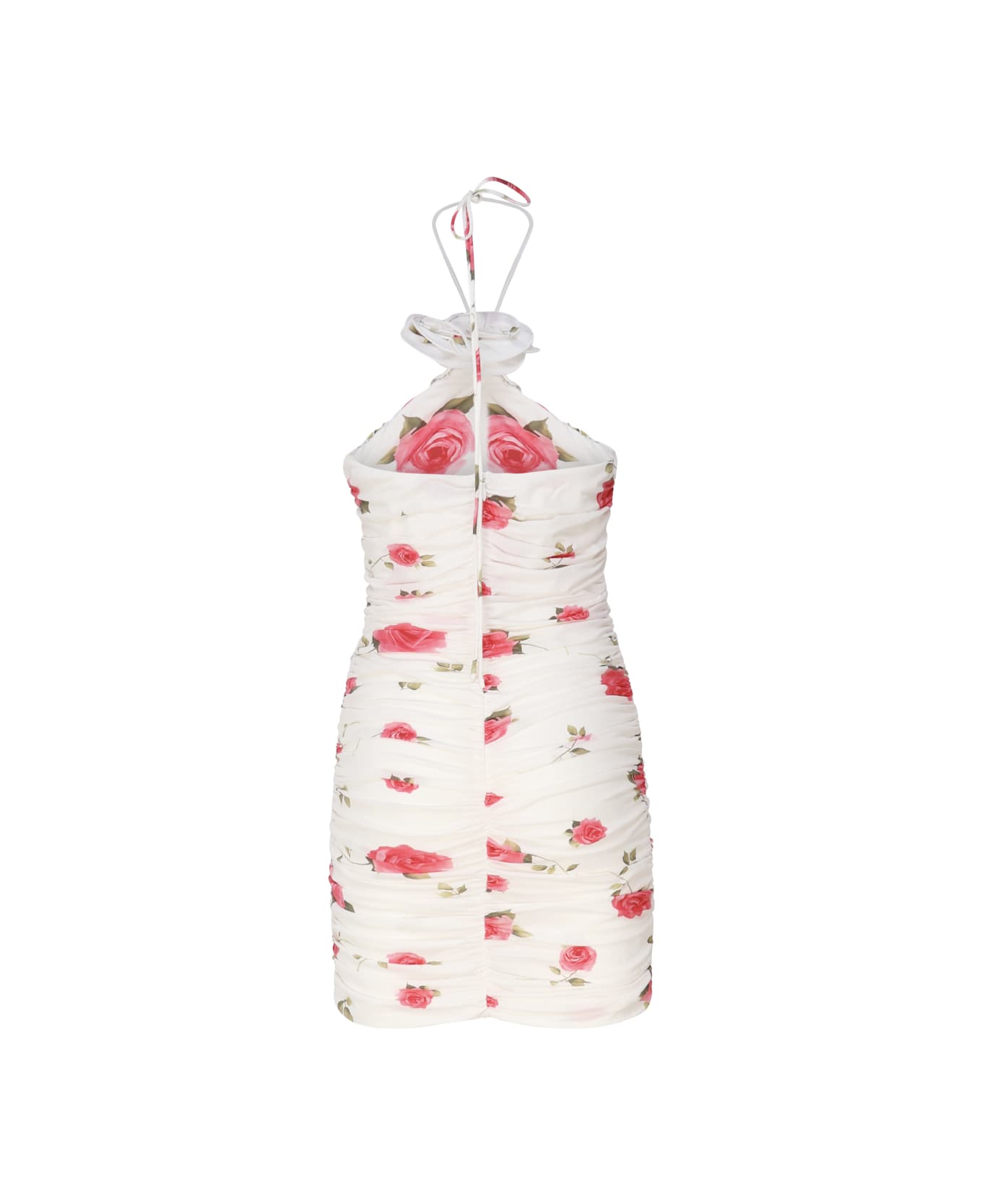 Magda Butrym Wrap Dress With Ruched Floral Applique And Cream Print - White ワンピース＆ドレス