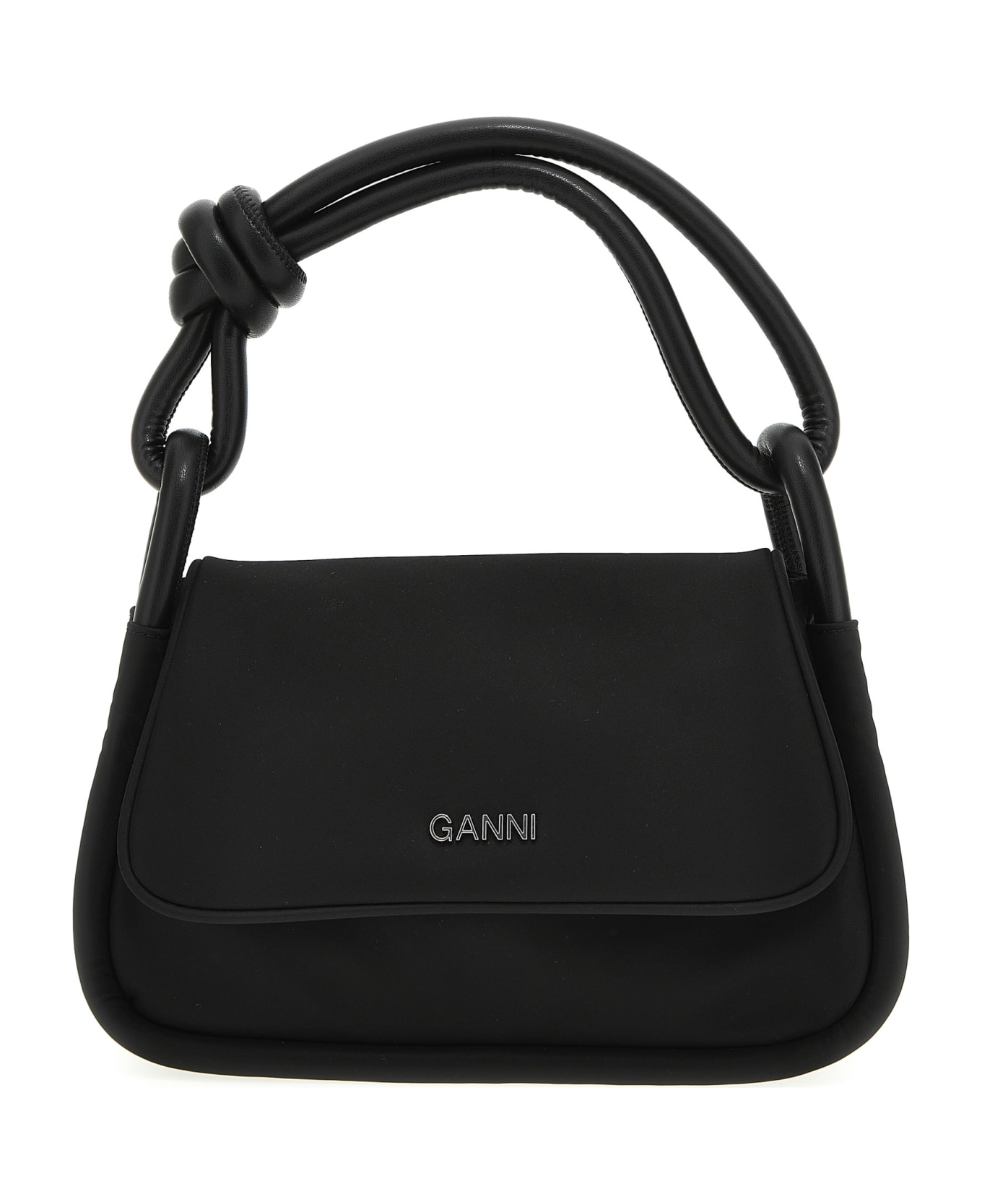 Ganni Knot Flap Over Shoulder Bag - Black  