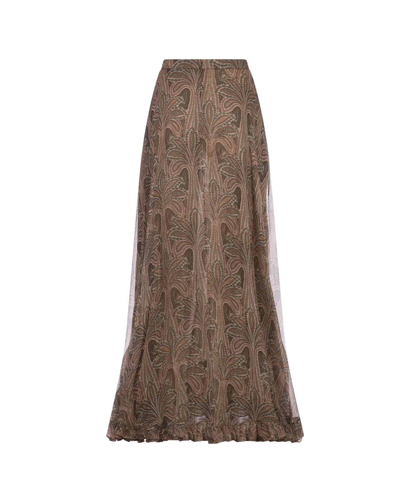 Etro Long Crepon Skirt With Print