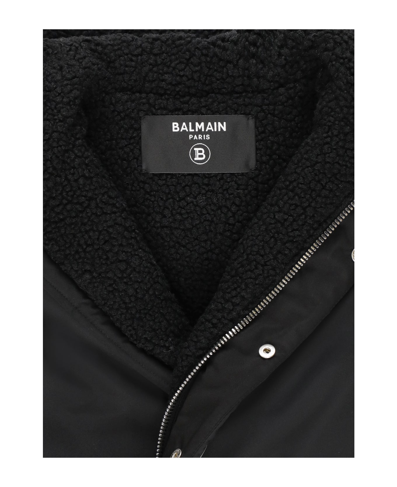 Balmain Padded Jacket With Logo - Black