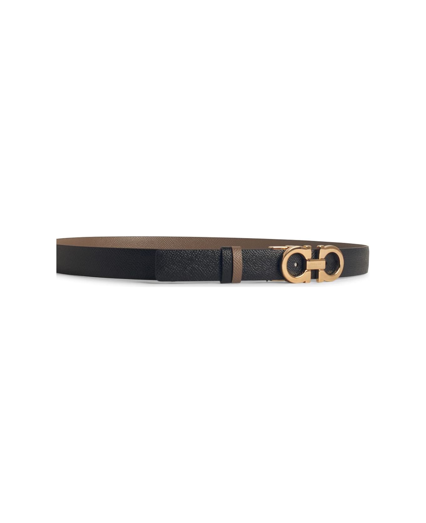 Ferragamo Low Black Leather Belt - Black