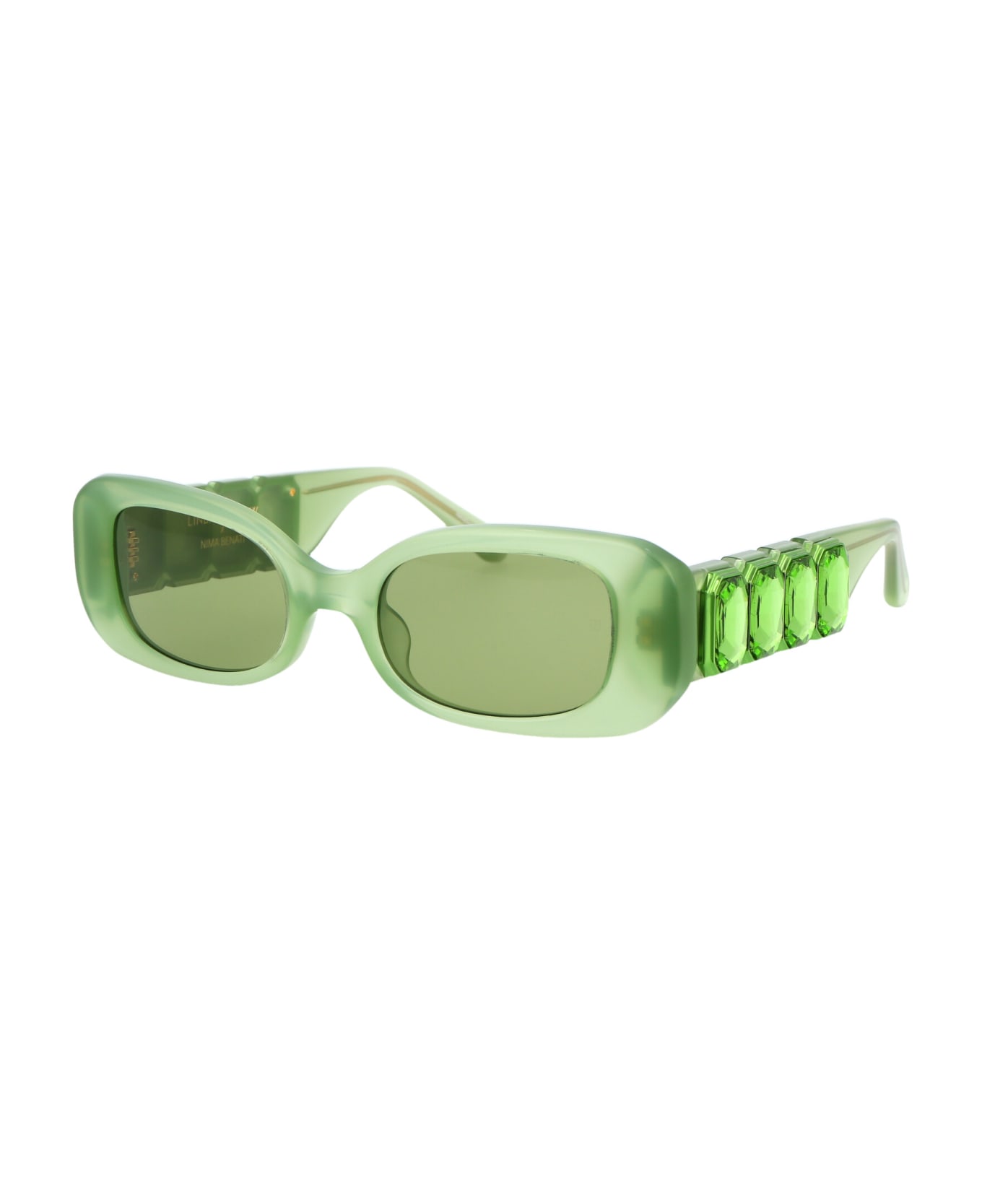 Linda Farrow Lola Brain Sunglasses - GREEN/GREENCRYTAL/GREEN