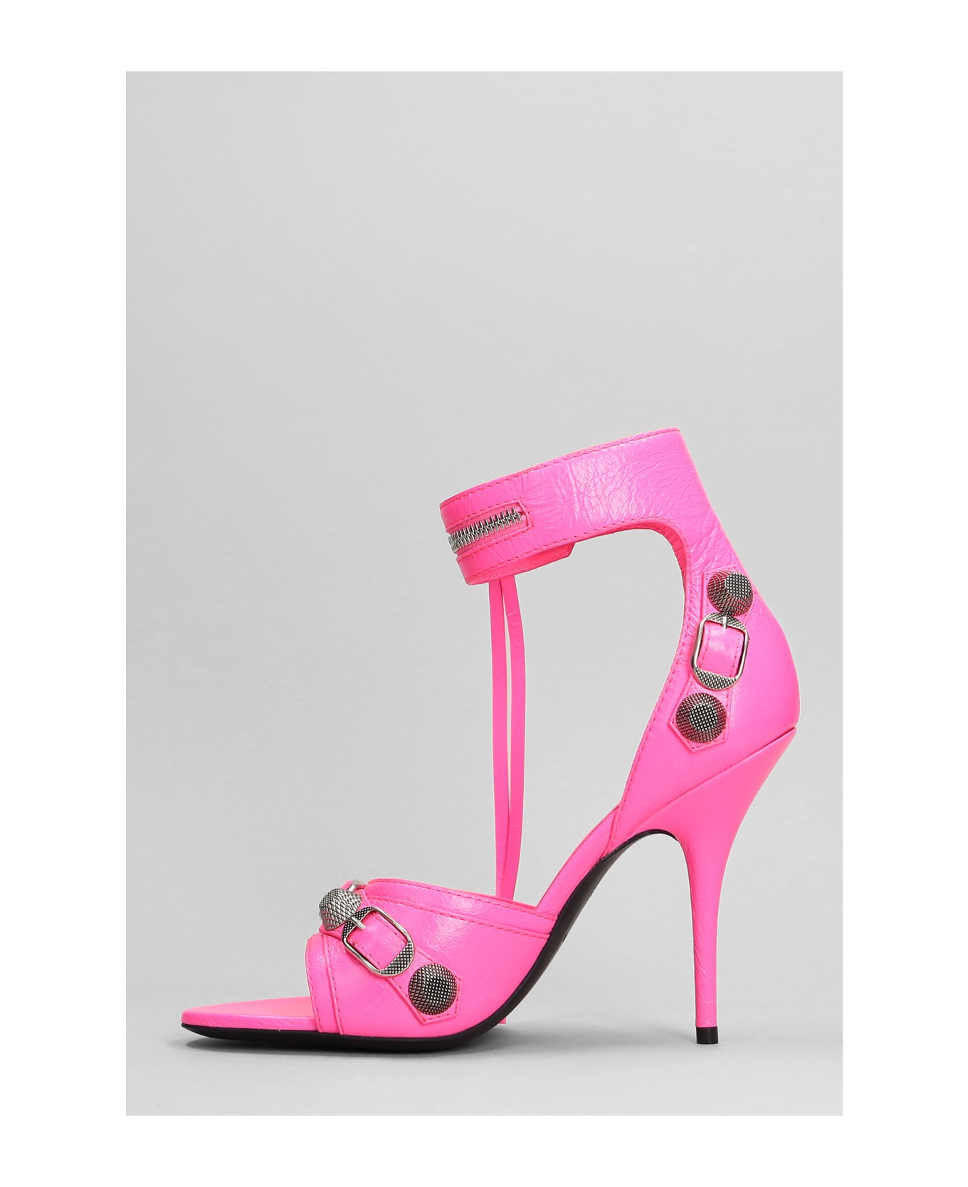Balenciaga Cagole Sandals In Rose-pink Leather - rose-pink