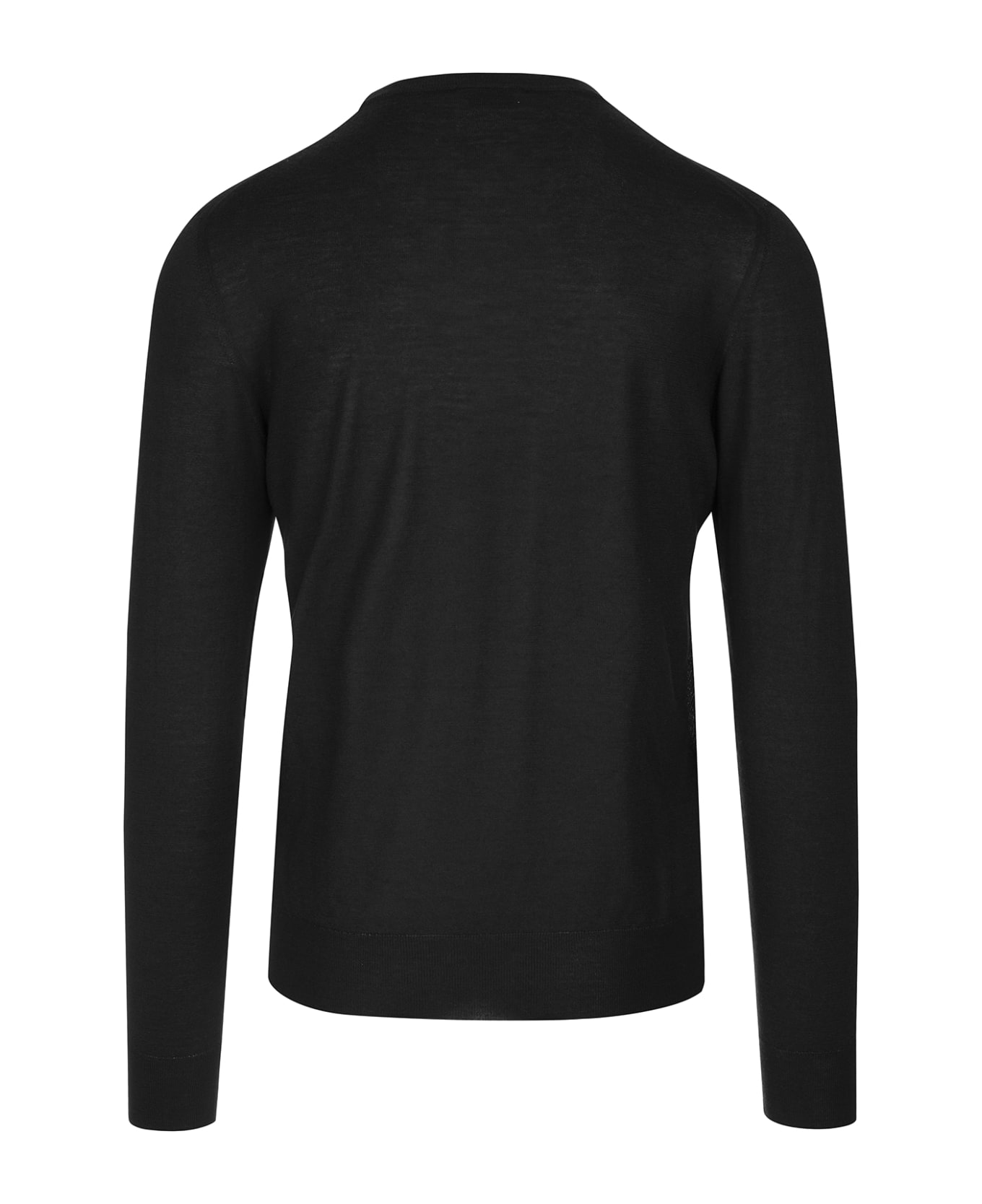 Fedeli Black Round Neck Pullover In Cashmere And Silk - Black