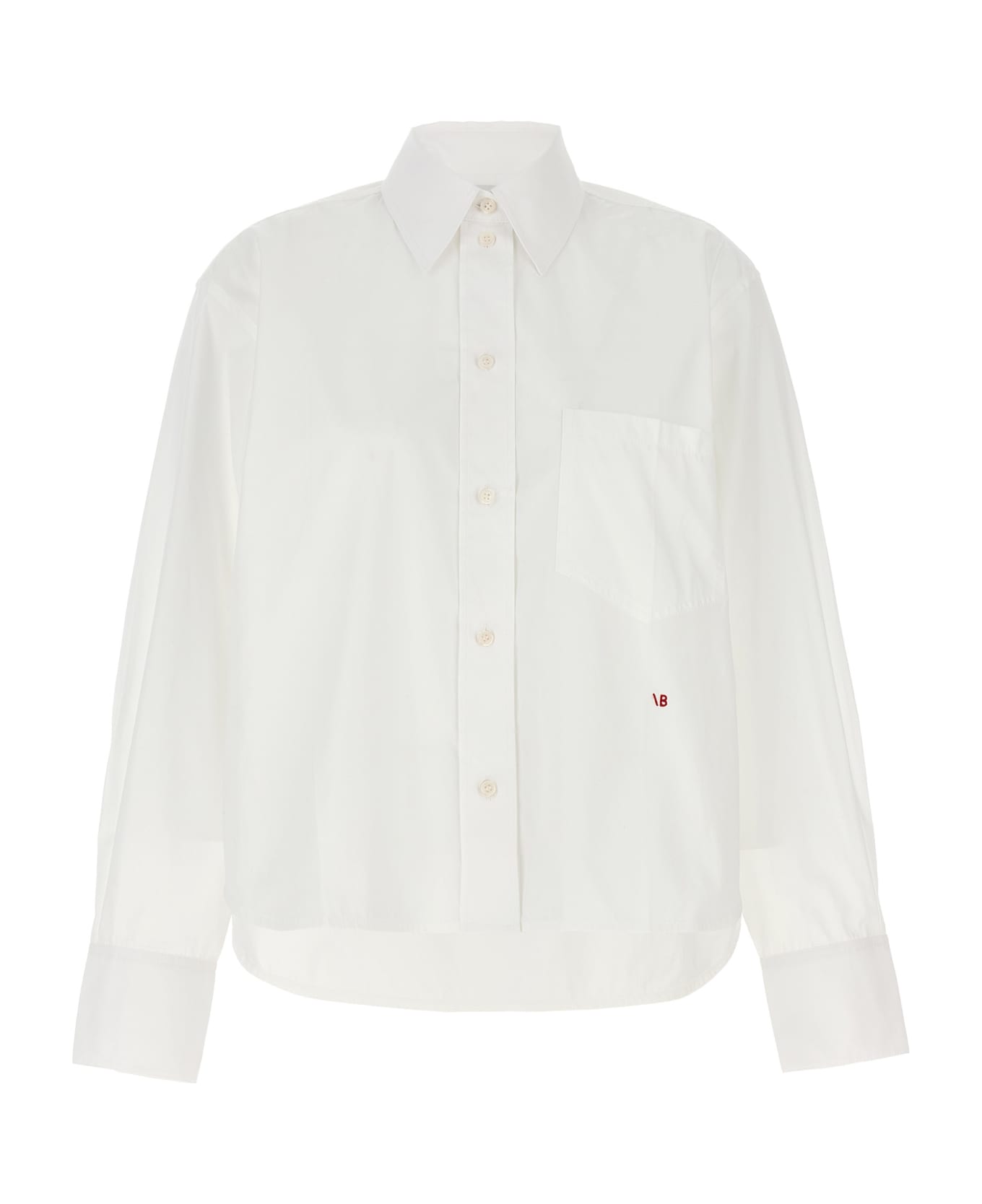 Victoria Beckham Cropped Shirt With Logo Embroidery - White