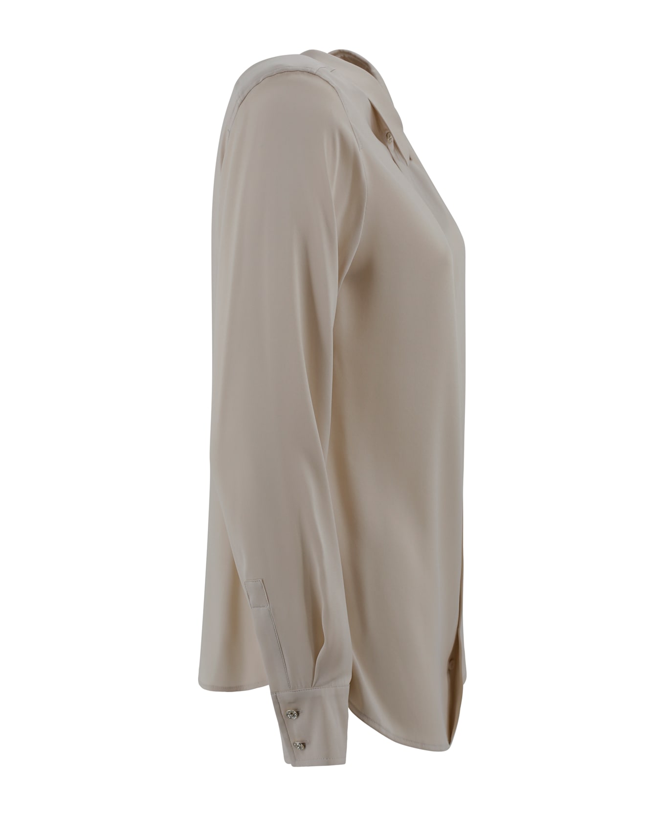 Max Mara Studio Classic Silk Satin Shirt - Mandorla