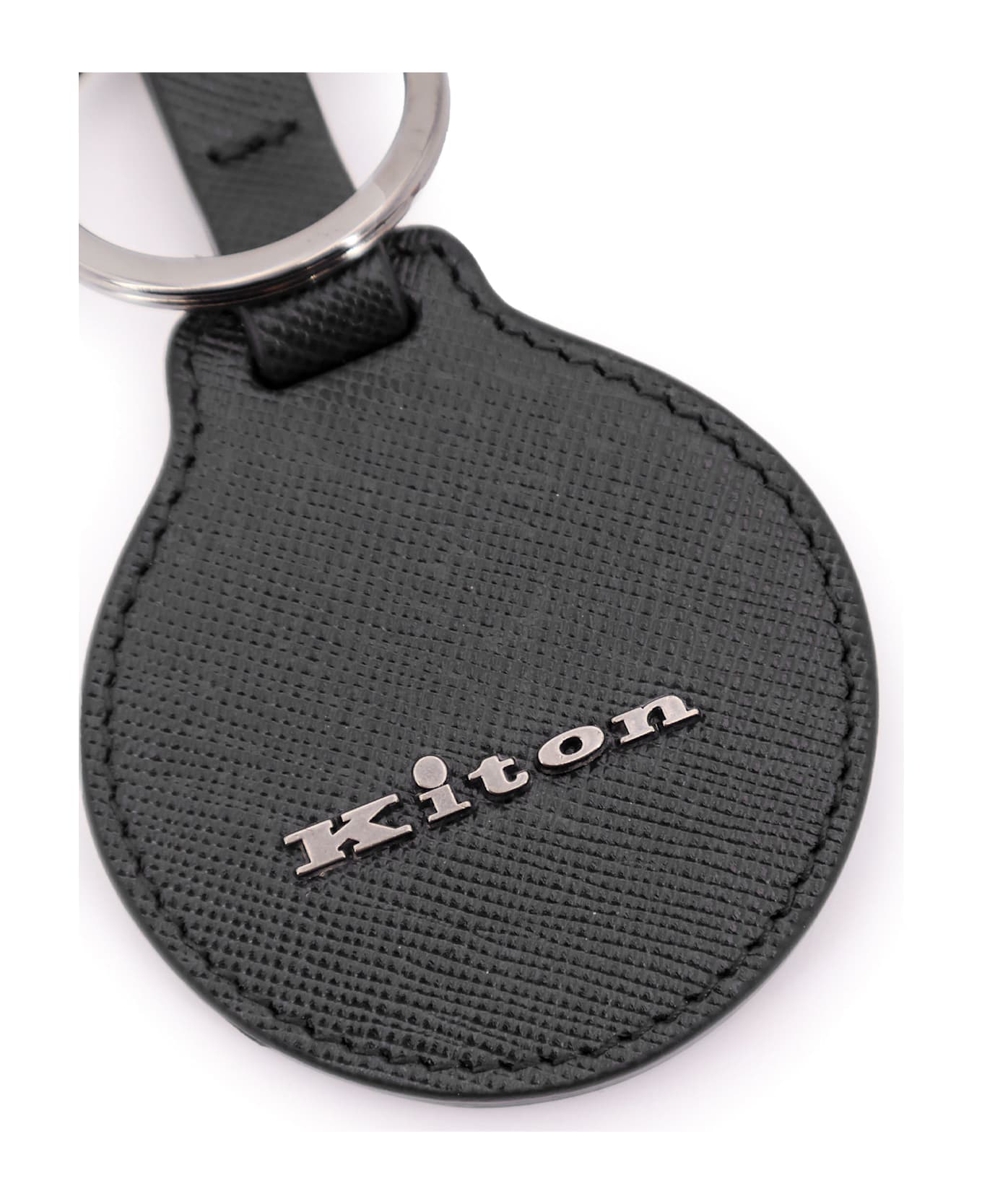 Kiton Leather Key Ring - Black