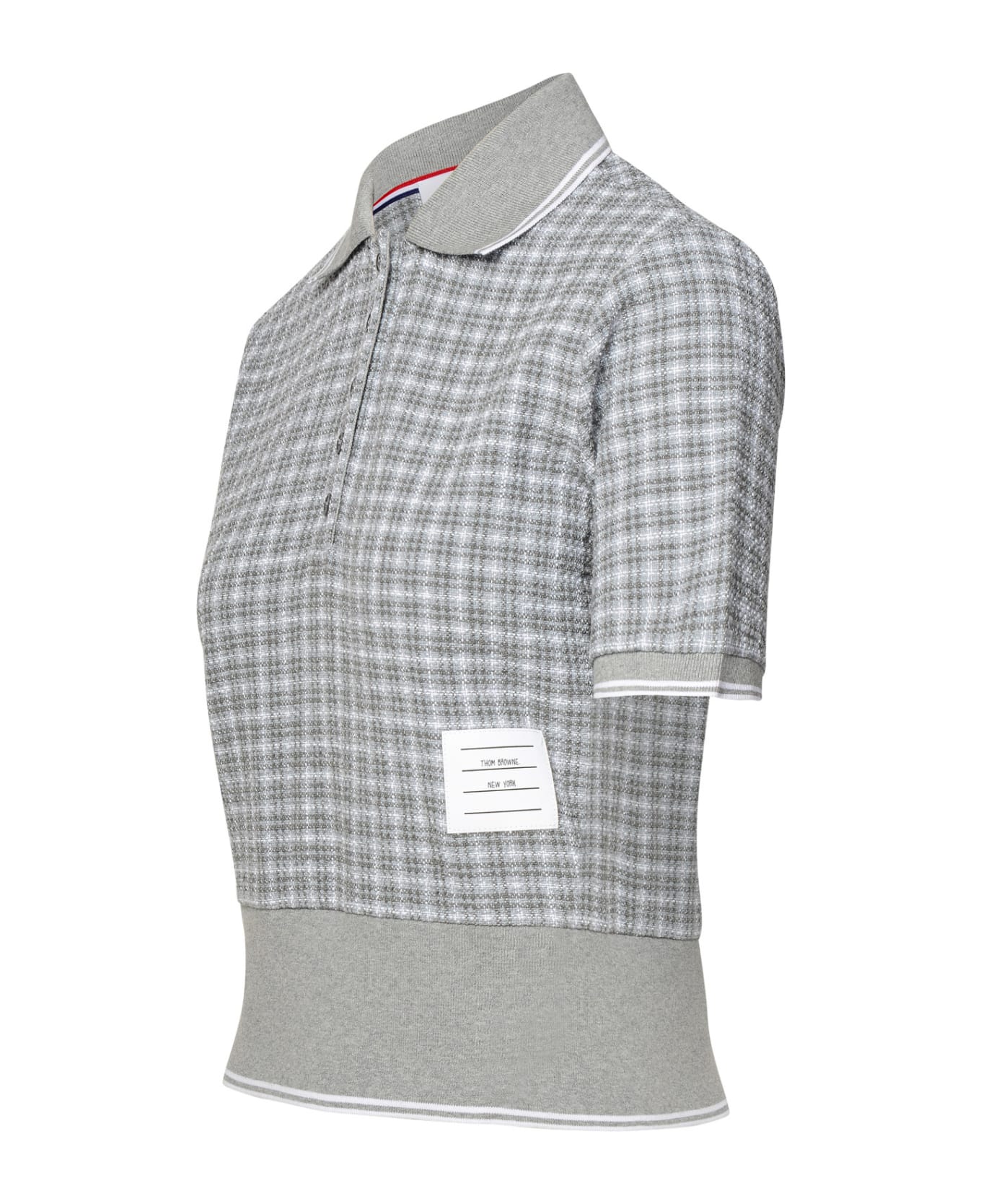 Thom Browne Grey Cotton Blend Polo Shirt - MED GREY