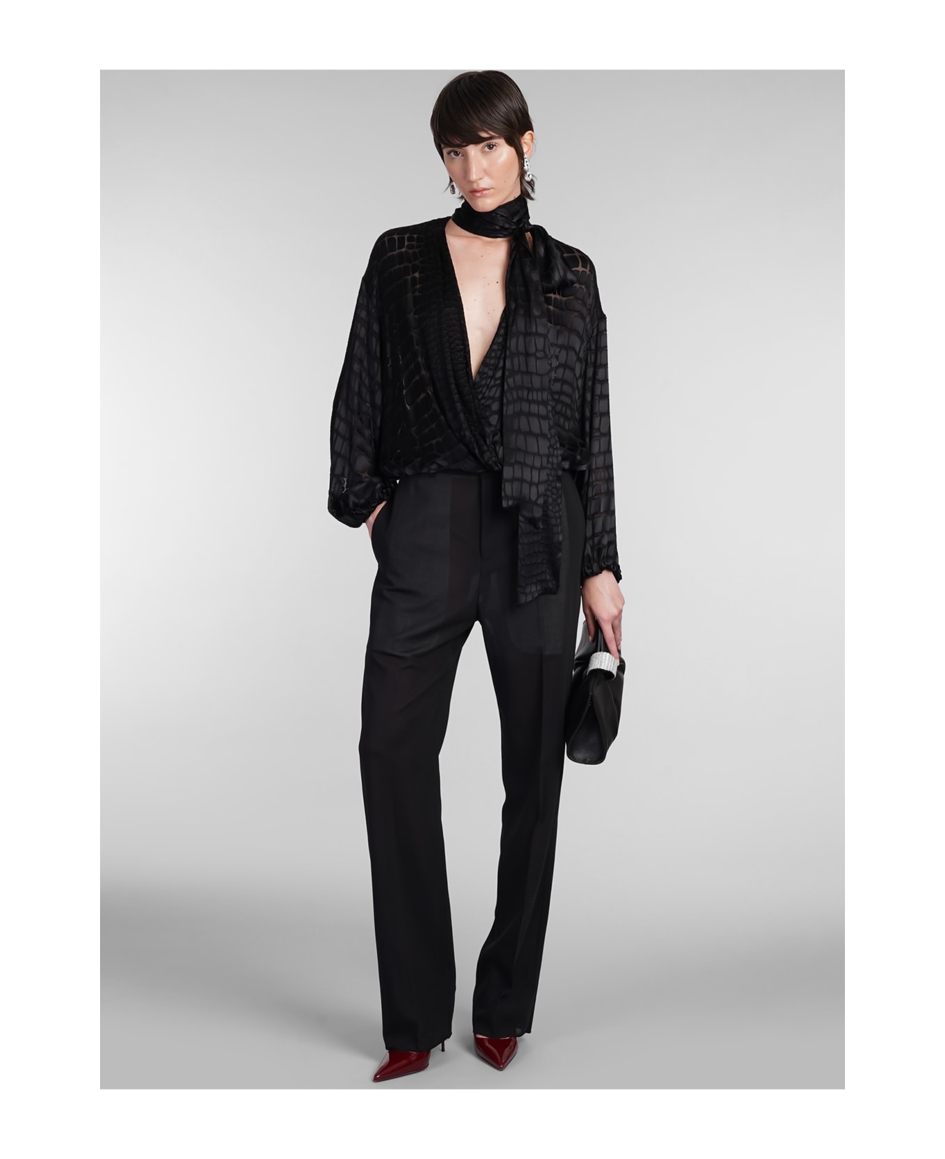 Blumarine Pants In Black Wool - black