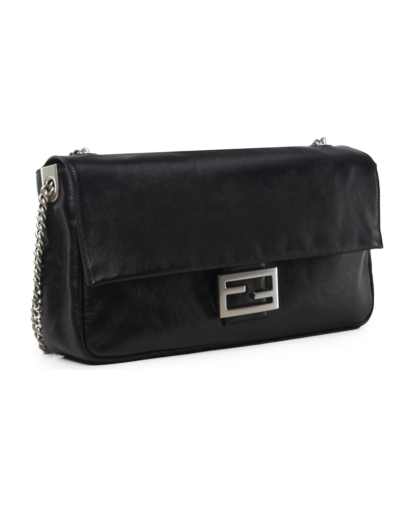 Fendi Baguette Bag With Shoulder Strap - Black