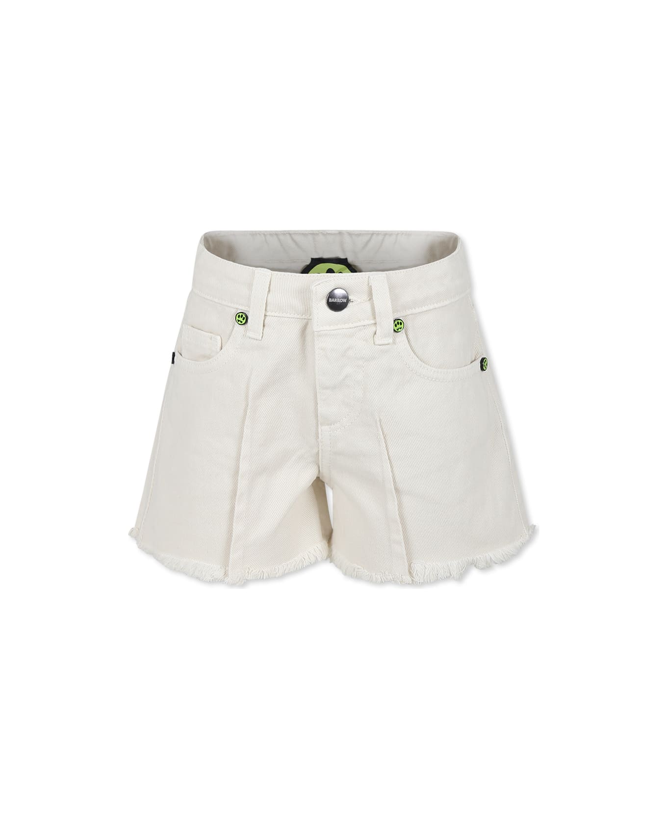 Barrow Beige Shorts For Girl With Smiley - Crema