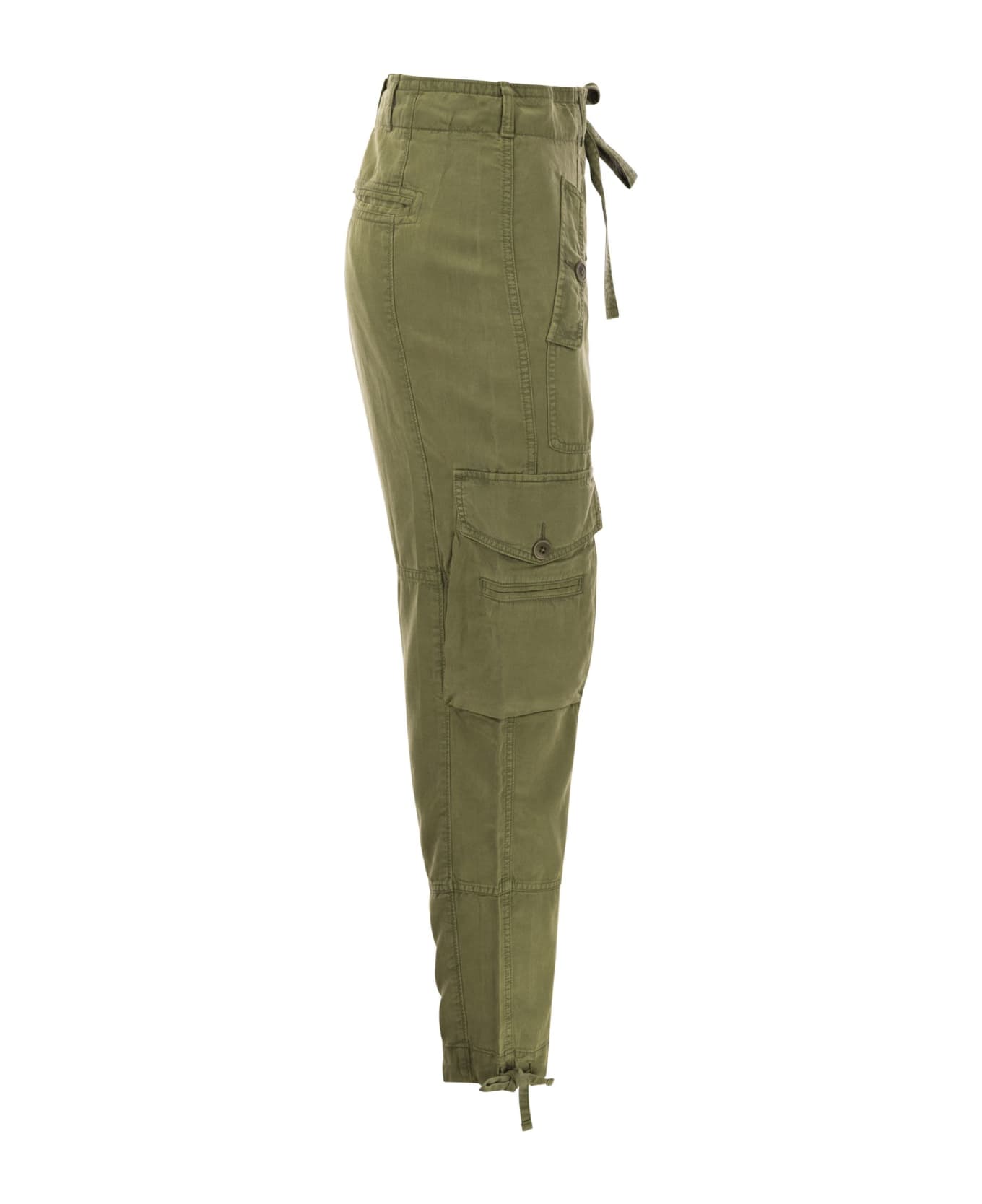 Polo Ralph Lauren Linen Blend Twill Cargo Trousers - Olive Green