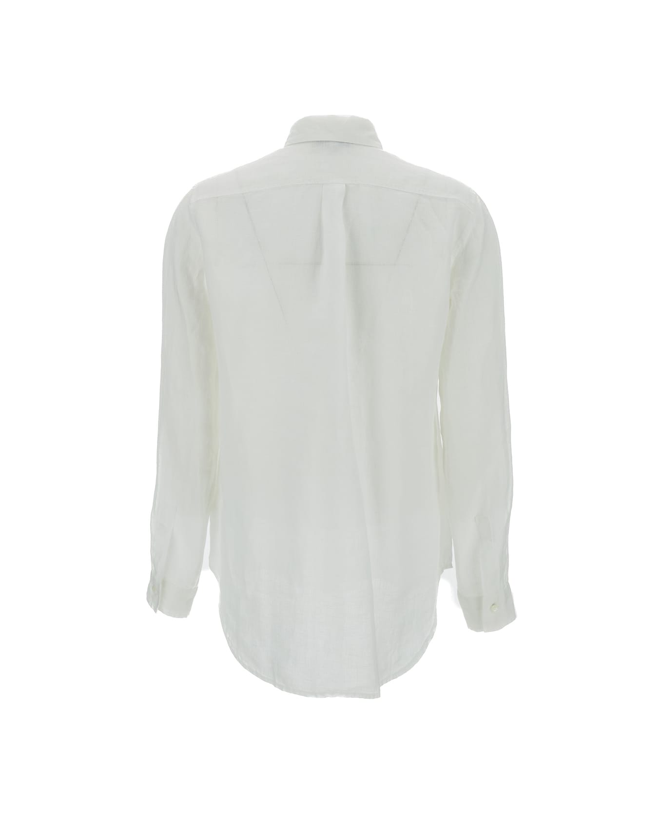 Antonelli White Shirt With Patch Pocket In Linen Woman - White シャツ