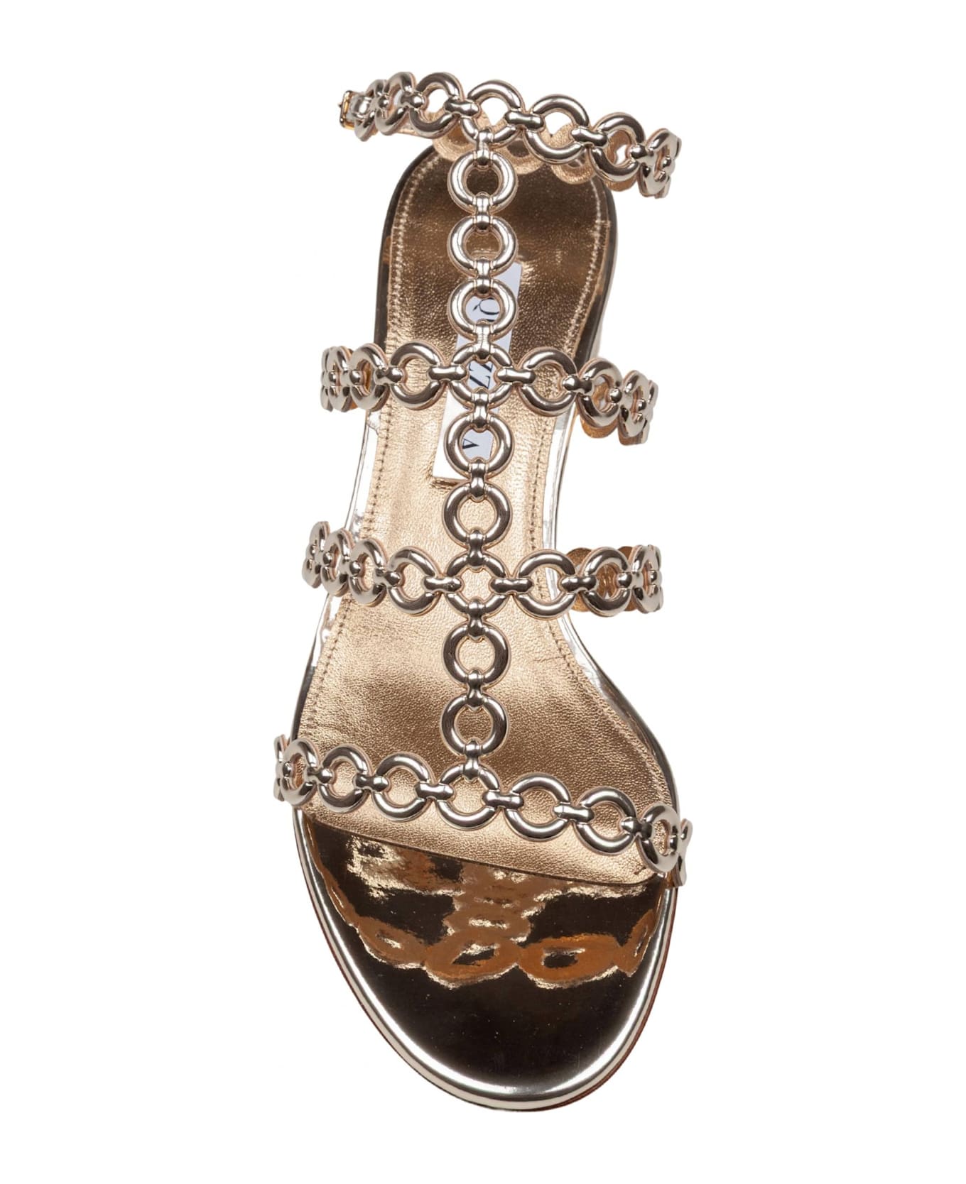 Aquazzura Aquazzurra Infinity Chain 35 Sandal In Mirrored Leather, Gold Color - Soft Gold