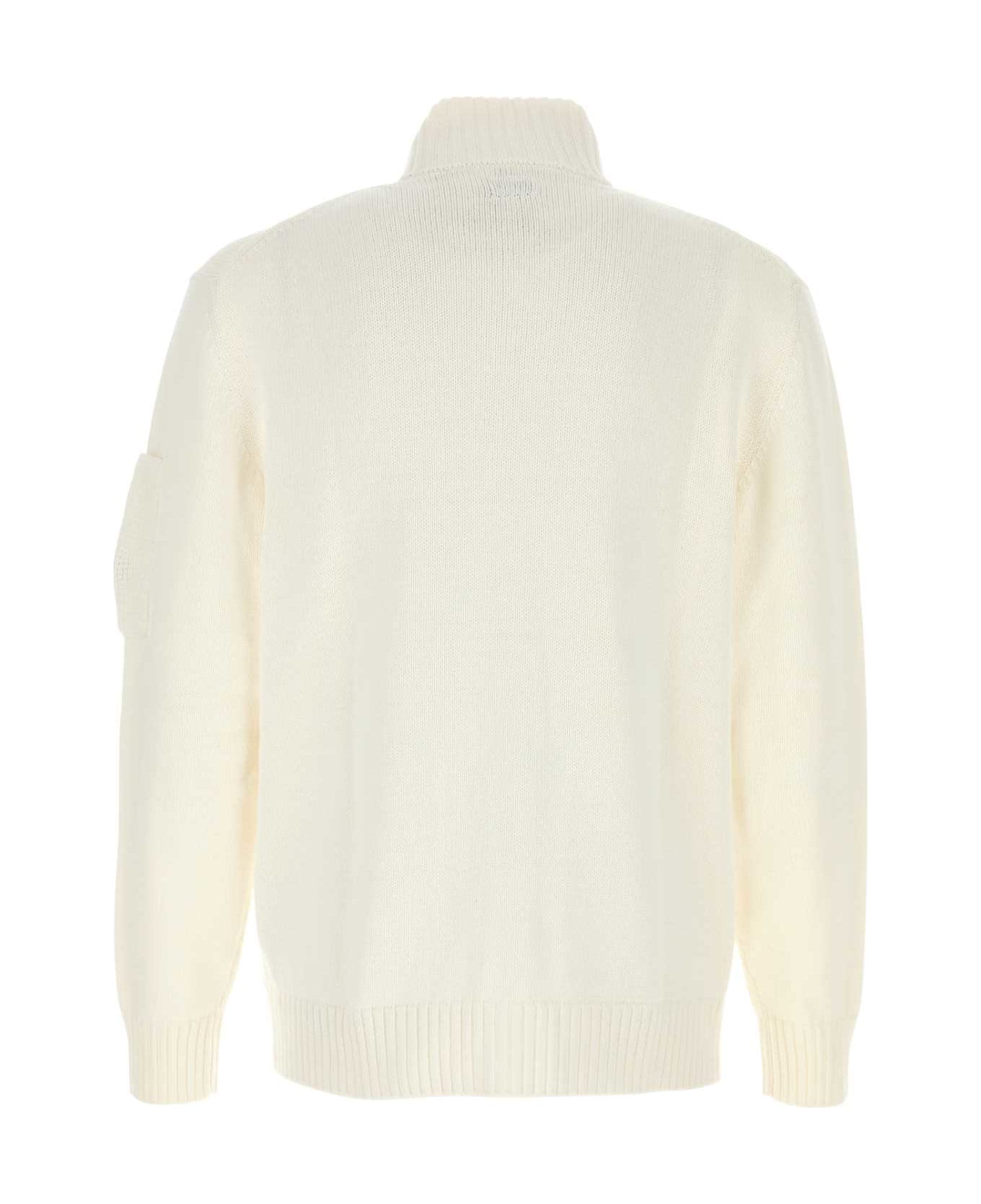 C.P. Company White Cotton Cardigan - GAUZEWHITE