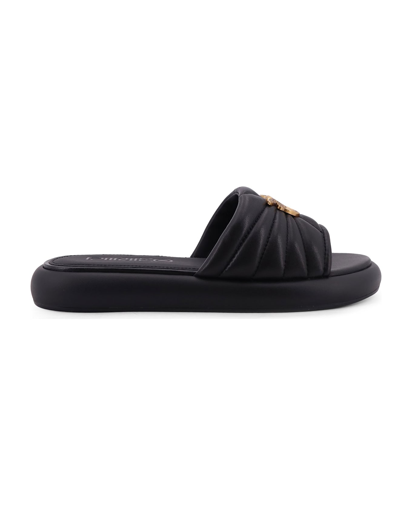 Pinko Fiona Low Leather Sandals - Black