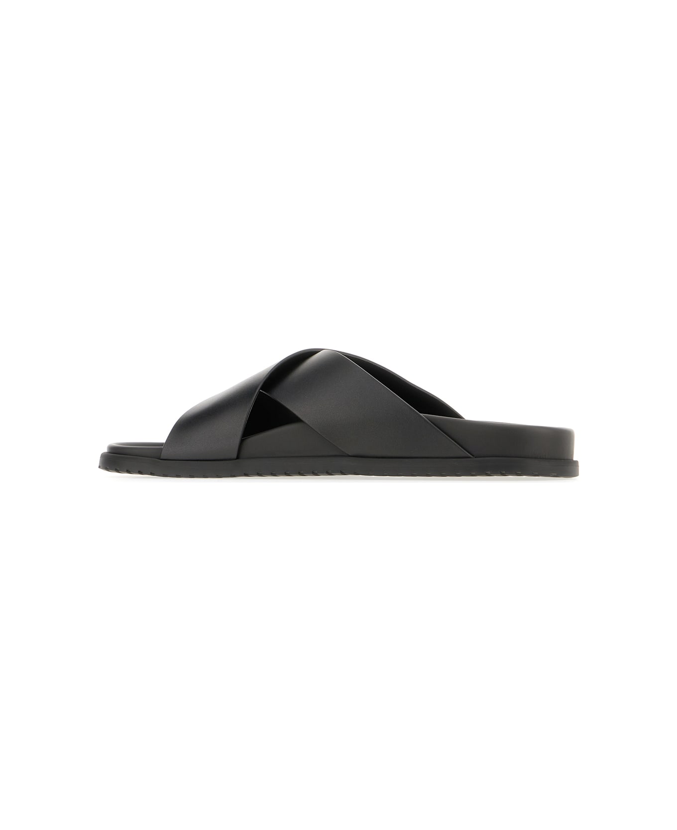 Dolce 
Gabbana Black Leather Slippers - BLACK