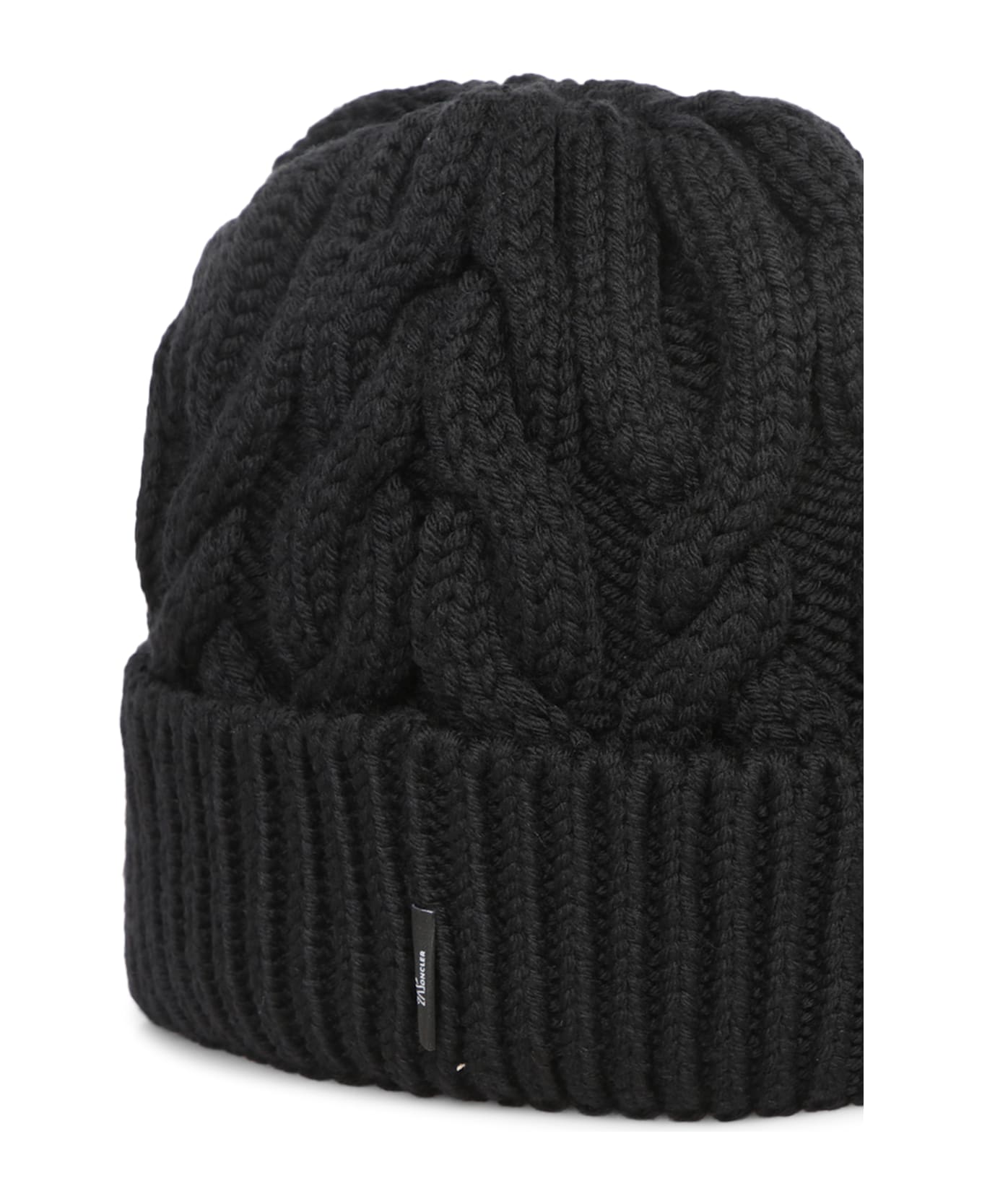 Moncler Grenoble Black Wool Beanie Hat - Black