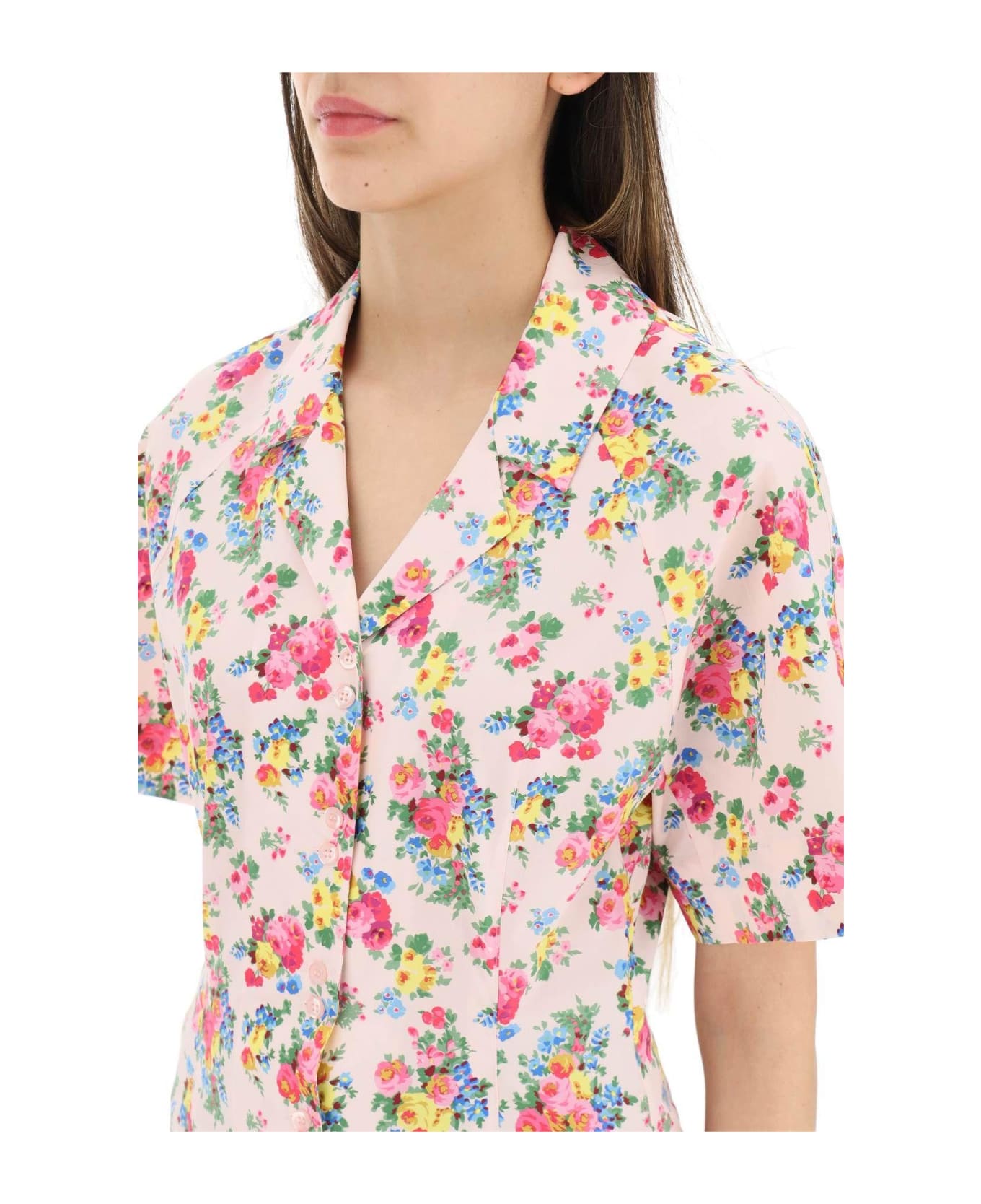 Max Mara Flower Cotton Poplin Shirt - BEIGE