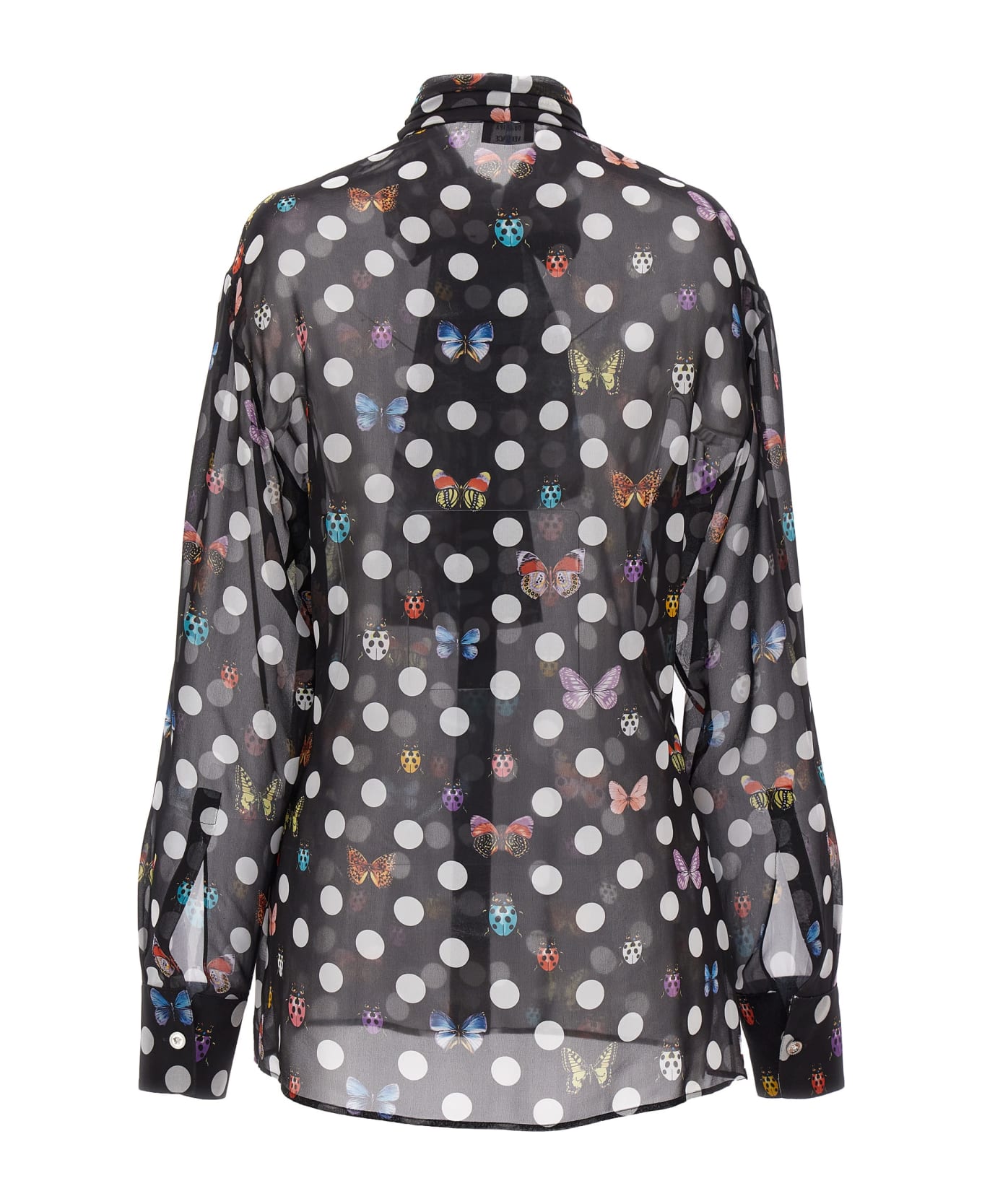 Versace Butterfly And Polka Dot Print Shirt - Black ブラウス