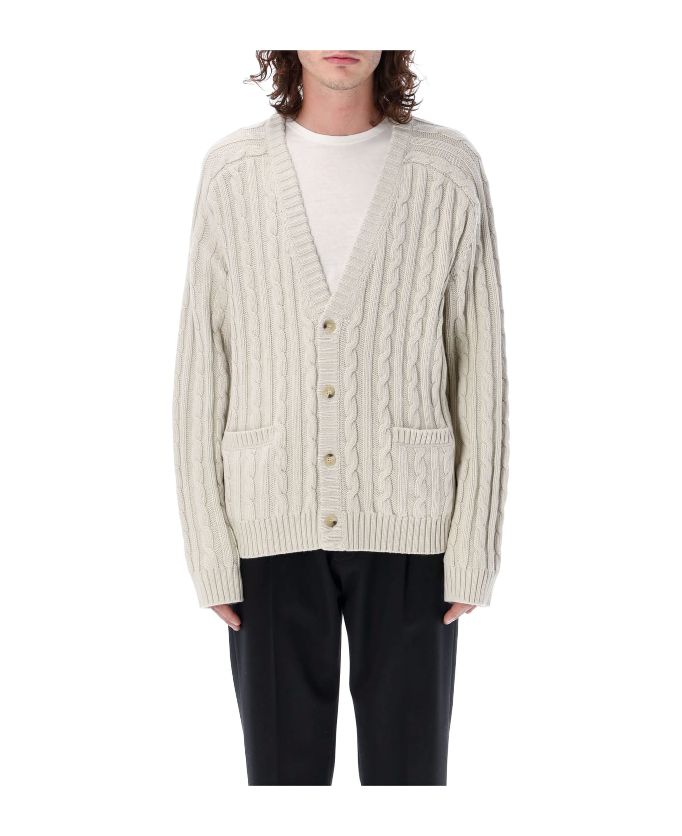 Helmut Lang Cable Knit Cardigan - DOVE