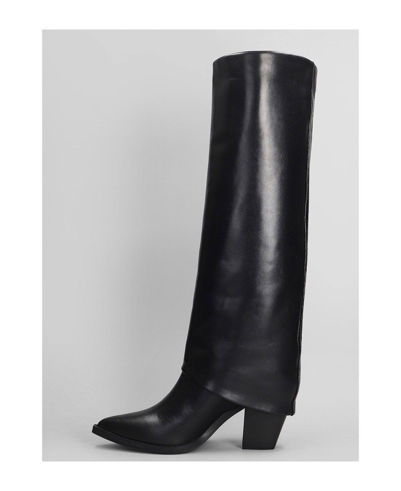 Julie Dee High Heels Boots In Black Leather - black