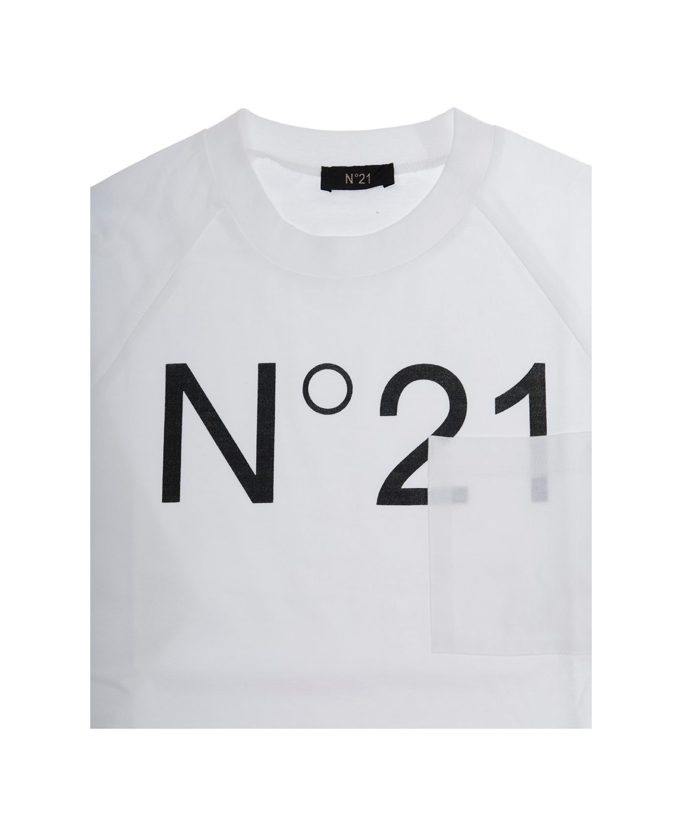 N.21 Whitelong-sleeved T-shirt With Maxi Logo On Front In Cotton Girl - White