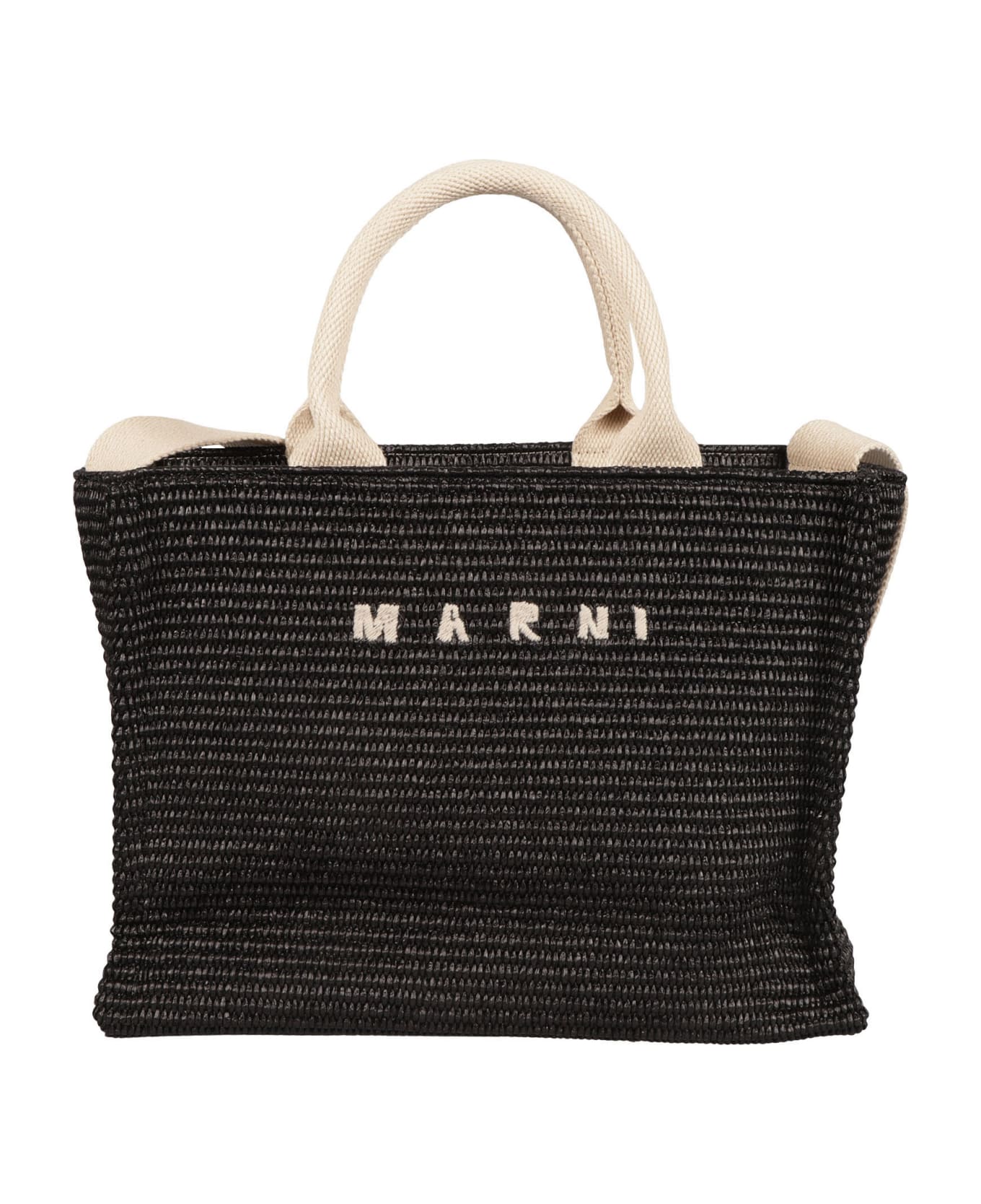 Marni Street-style Straw Shopper Bag - Black Natural