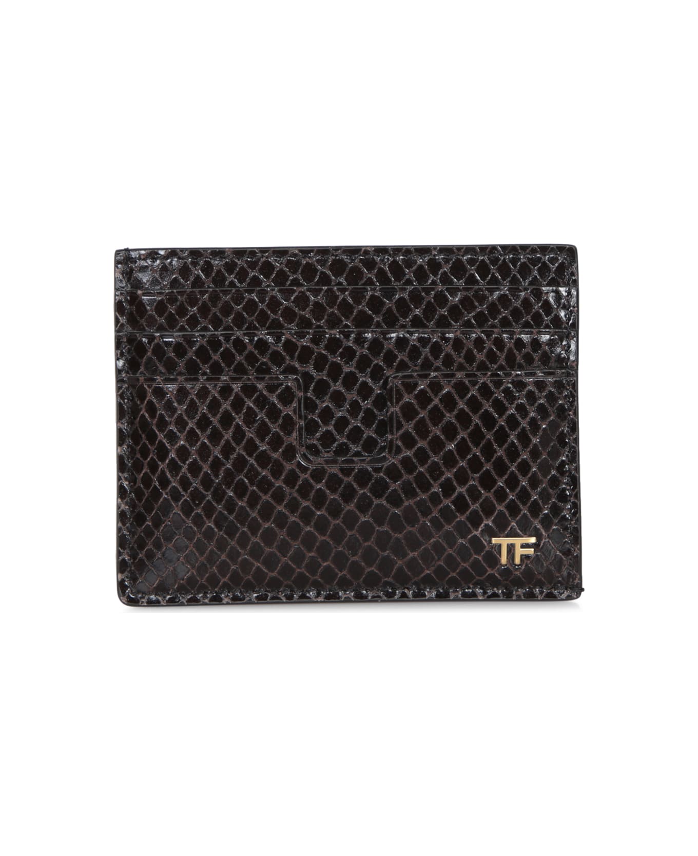 Tom Ford Brown Python Card Holder - Brown