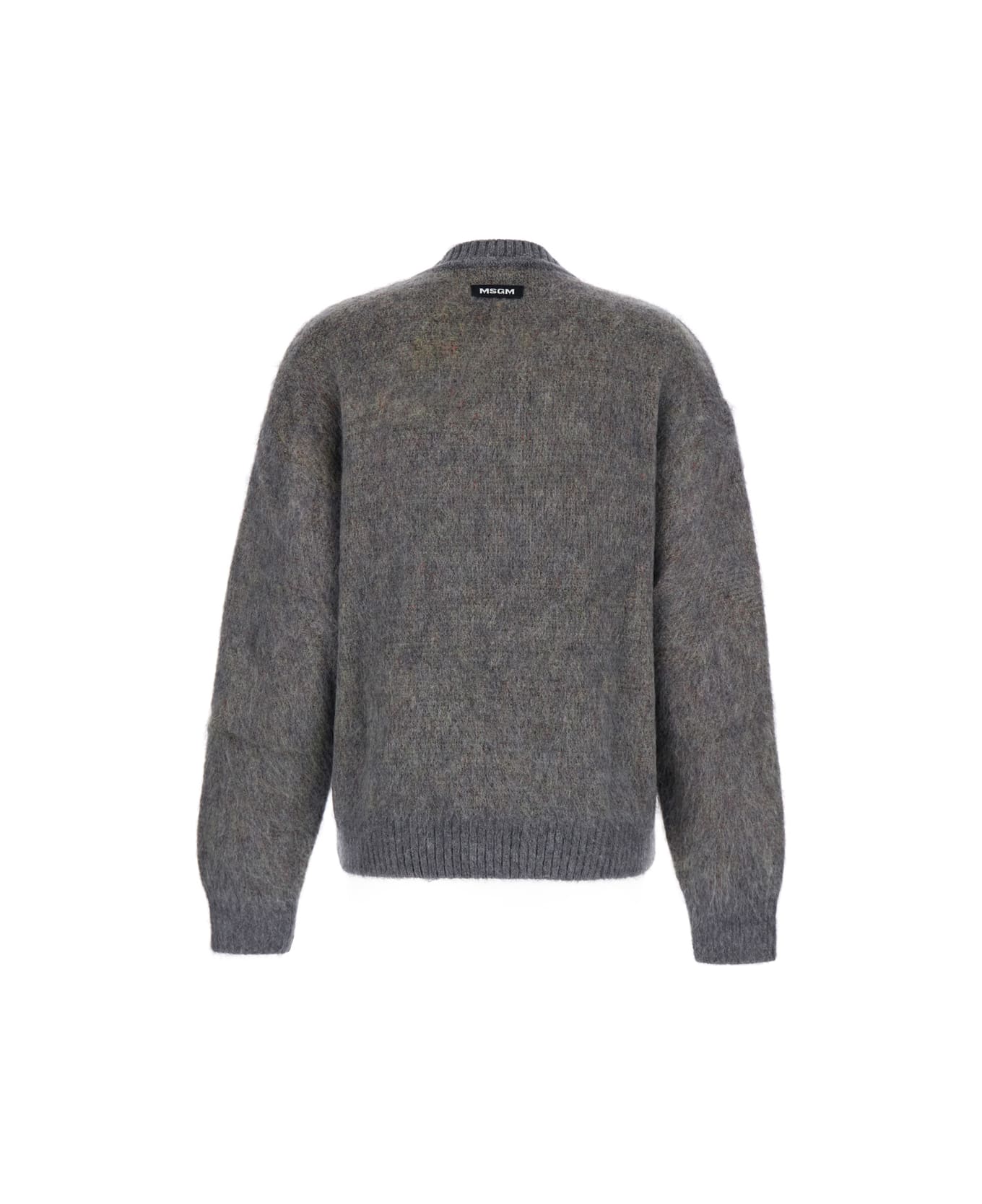 MSGM Multicolor Crewneck Sweater With Maxi Embroidery On The Front In Wool Blend Woman - Multicolor