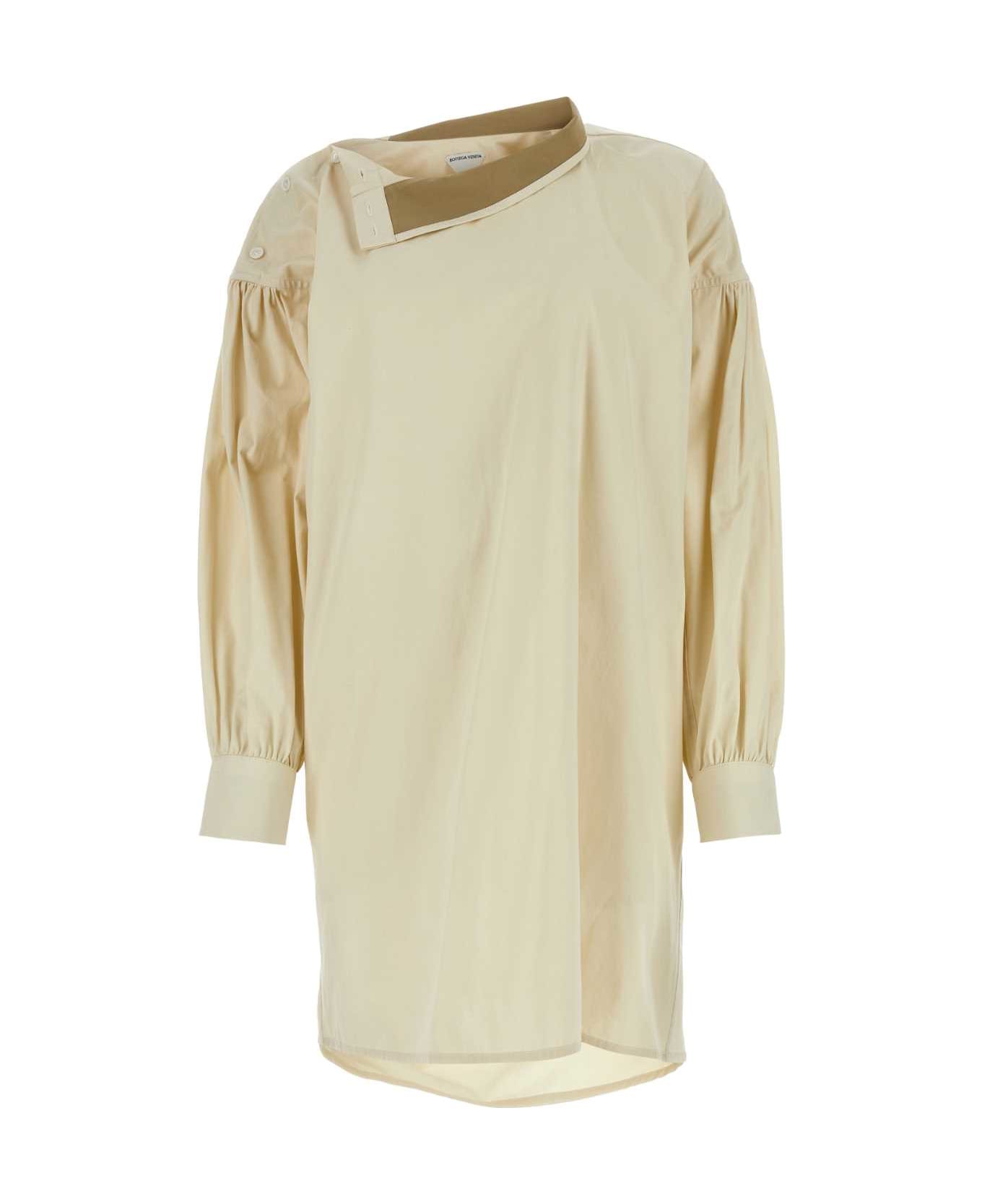 Bottega Veneta Cotton Blend Shirt Dress - SAND