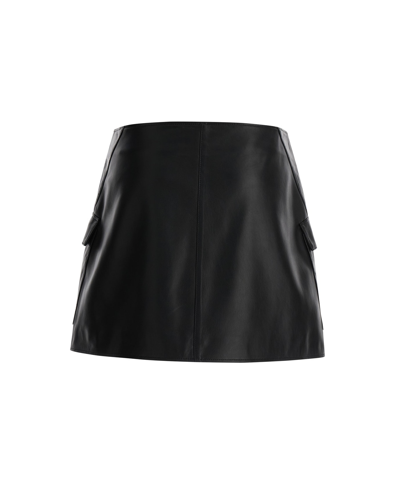 ARMA Black Wallet Skirt With Pockets In Leather Woman - Black