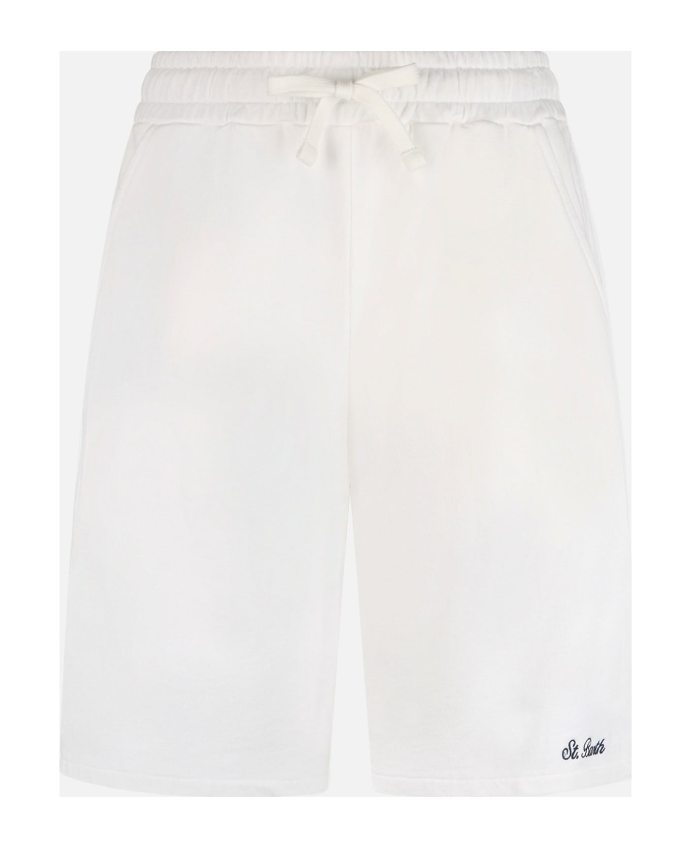 MC2 Saint Barth Man White Cotton Fleece Bermuda Shorts Randle - WHITE