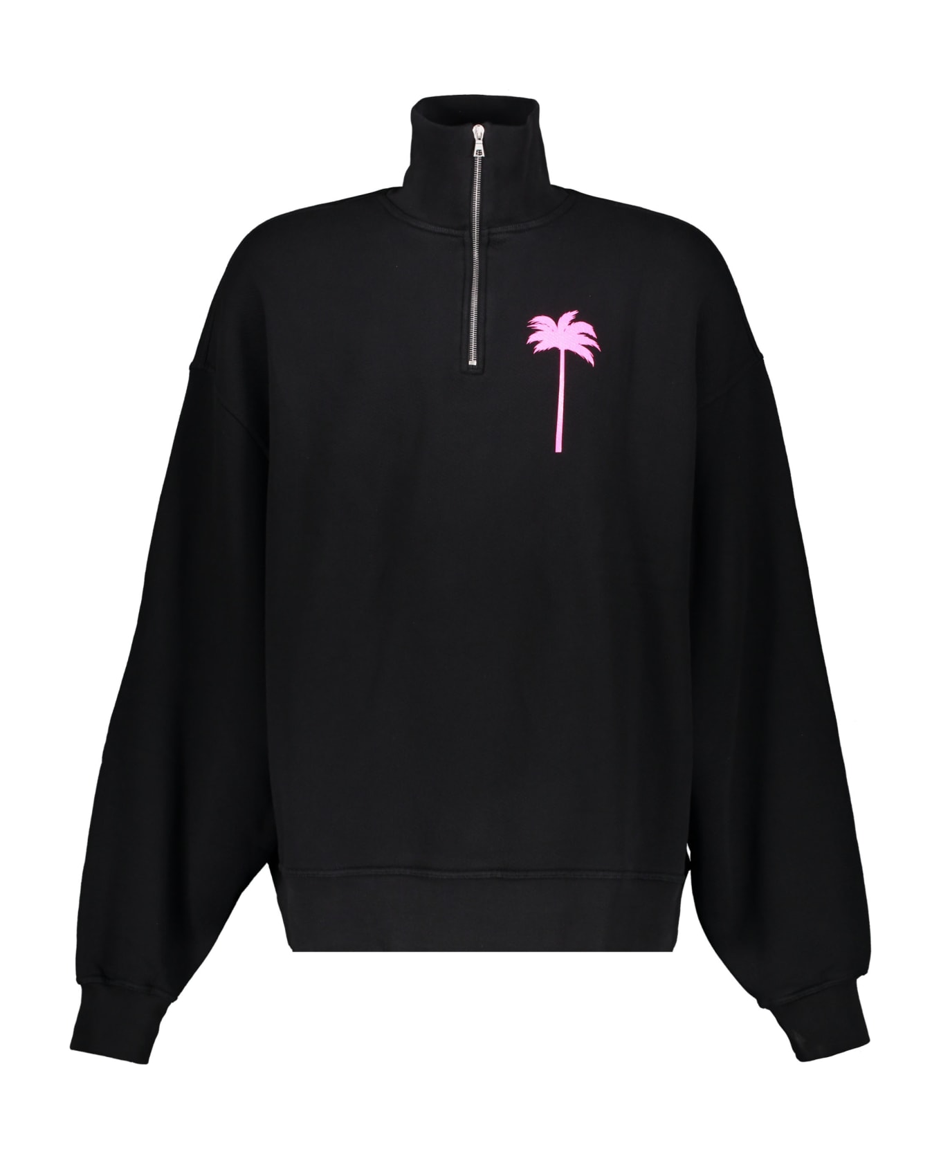 Palm Angels Printed Cotton Sweatshirt - black フリース