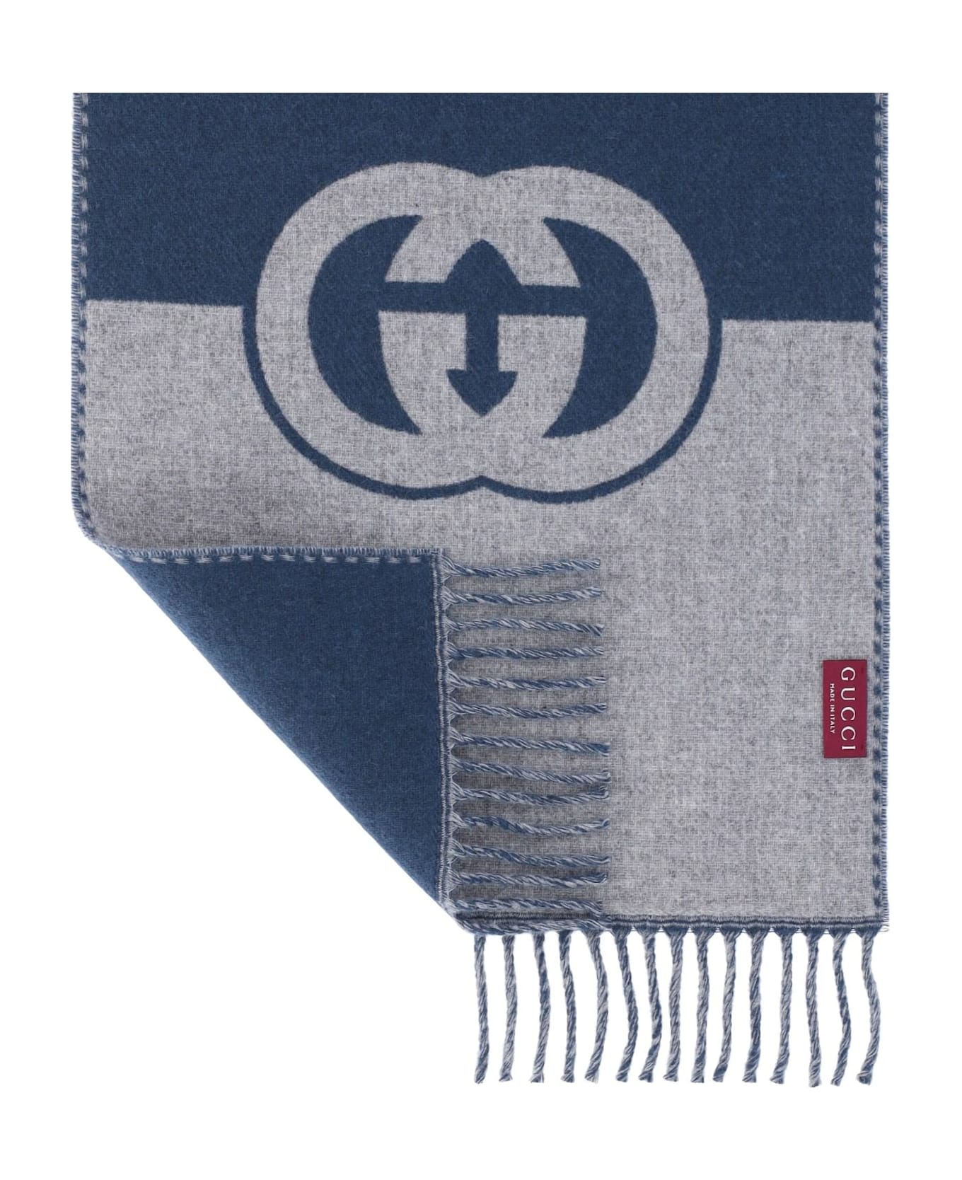 Gucci Reversible Crossed Scarf 'gg' - Blue スカーフ