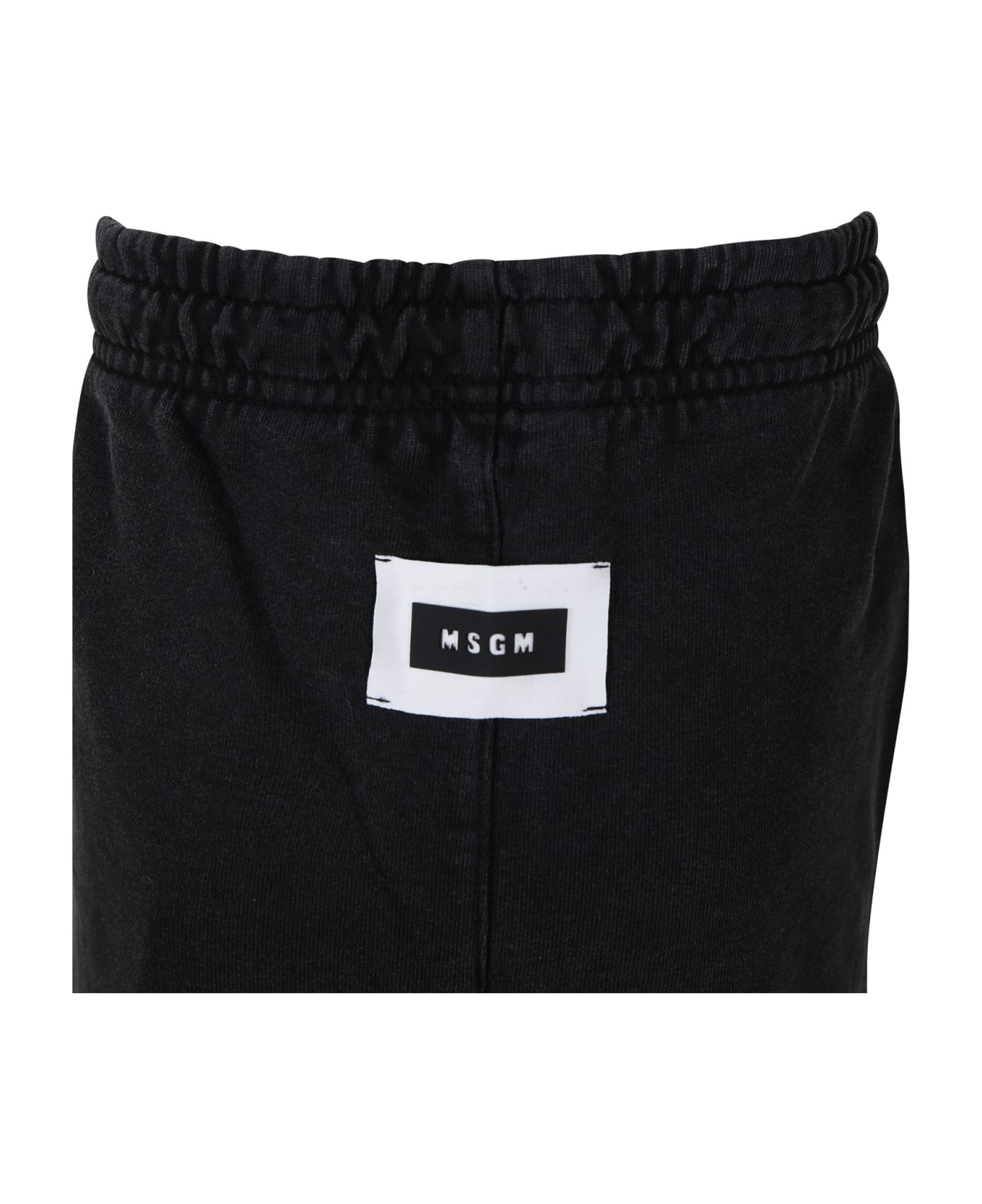 MSGM Black Trousers For Kids With Logo - Black ボトムス