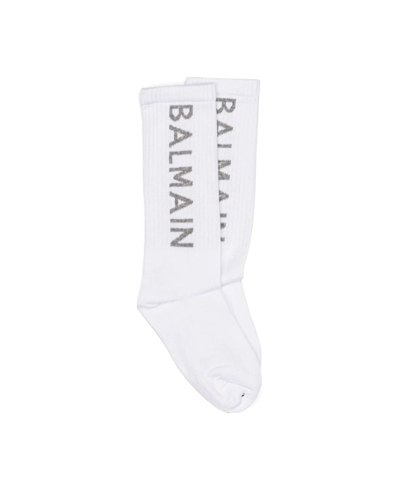 Balmain Calzini Con Logo - White