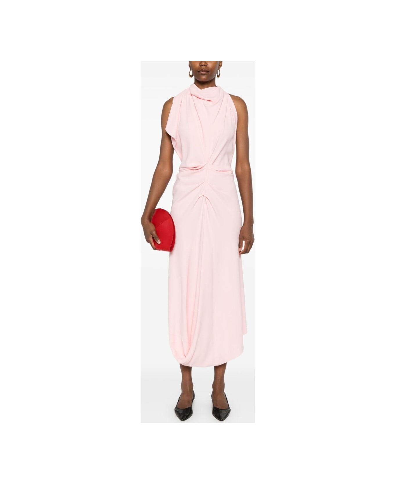 Victoria Beckham Abito Midi Con Sciarpa - Candy Floss