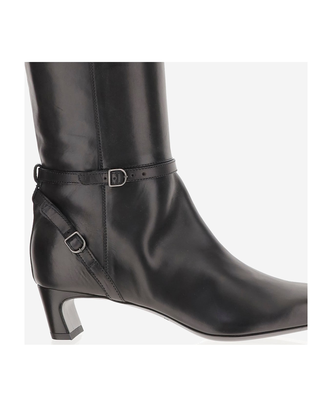 Sartore Leather Boots With Buckle Details - Black
