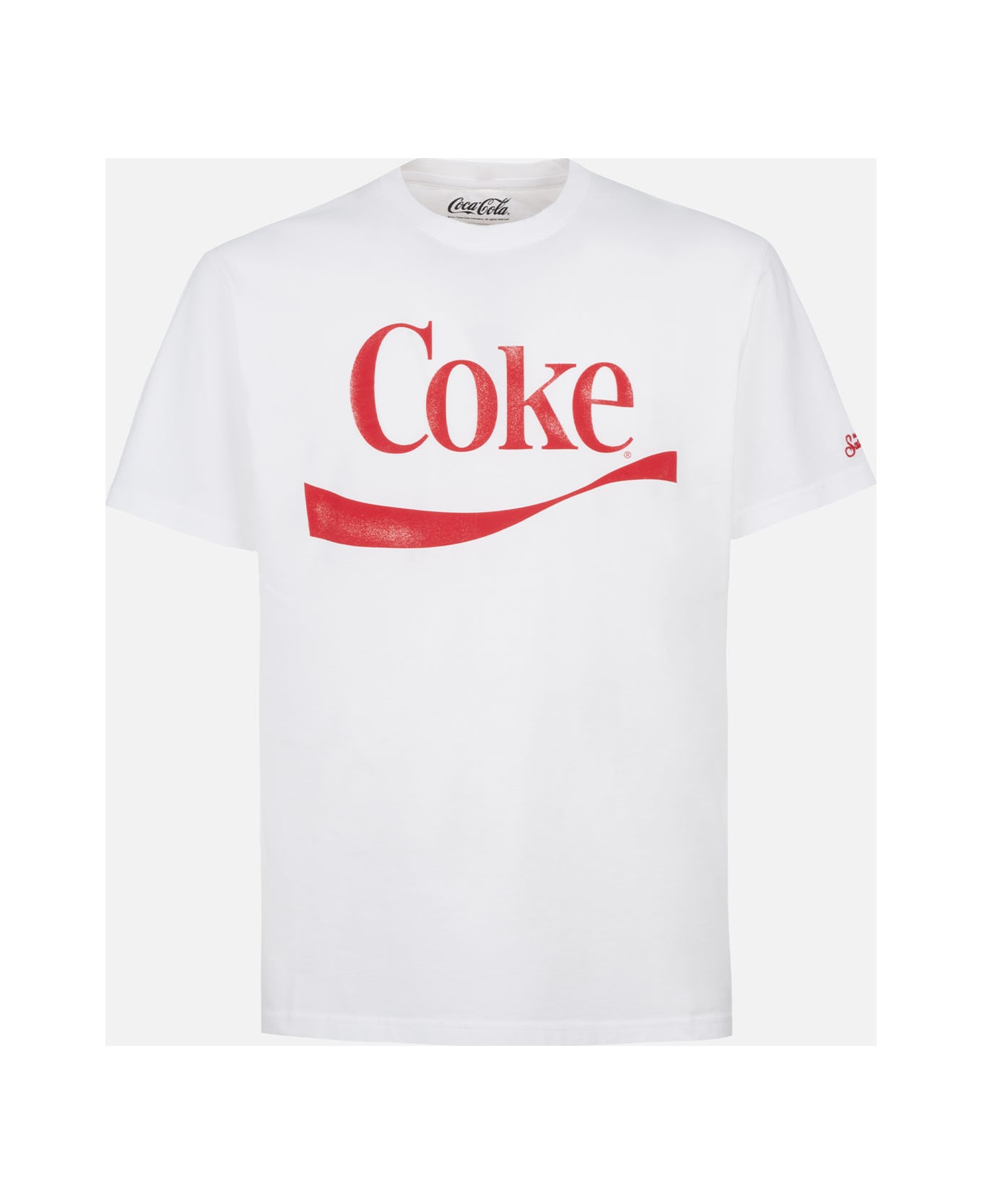 MC2 Saint Barth Man Cotton T-shirt With Coke Logo Placed Print | The Coca Cola Company Special Edition - WHITE