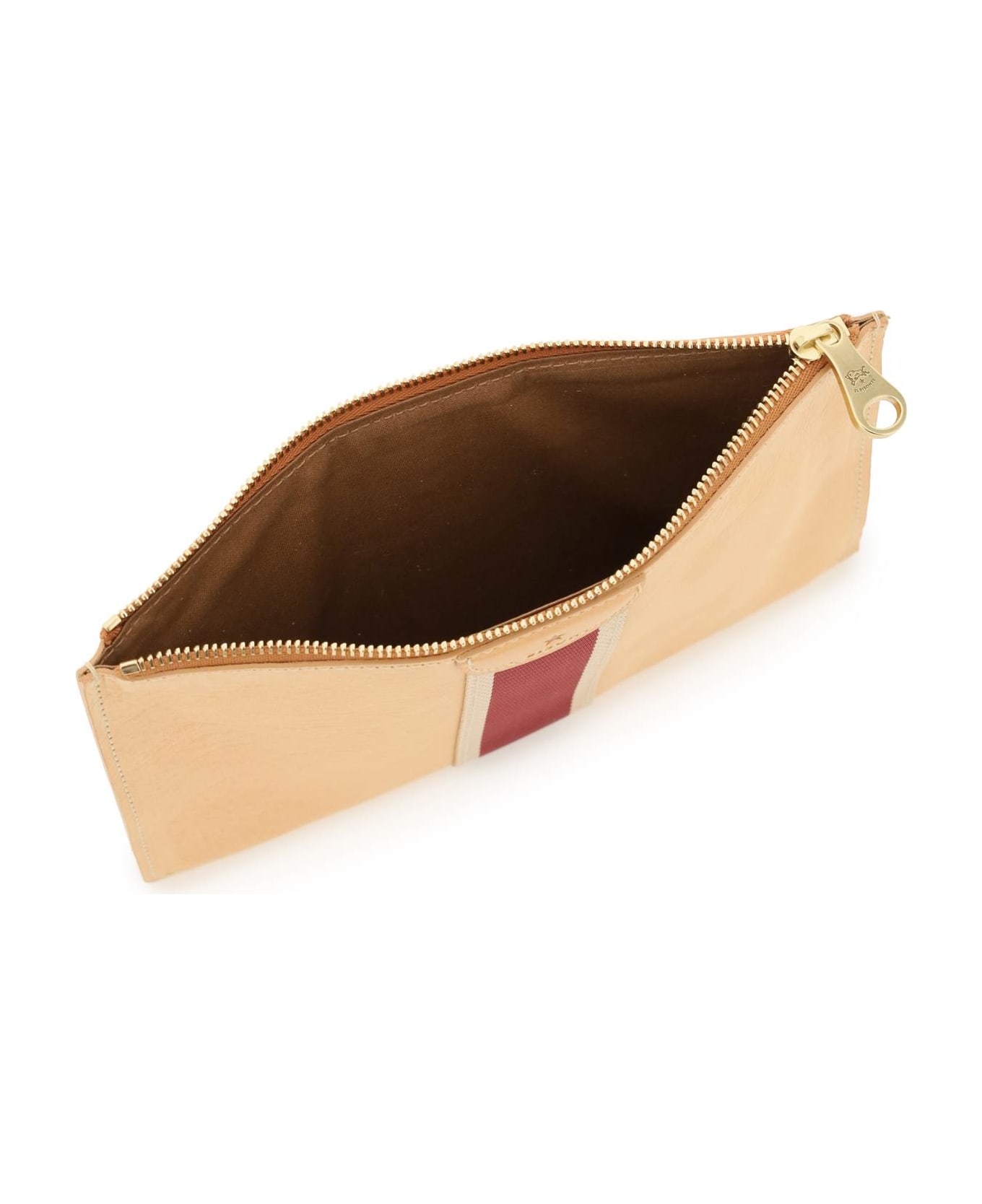 Il Bisonte Leather Pouch With Ribbon - NATURALE (Beige)