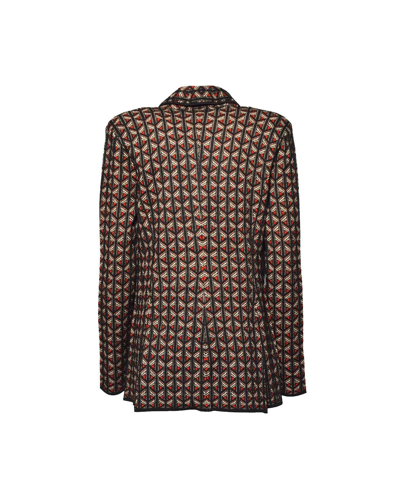 Diane Von Furstenberg Trillian Knit Jacquard Jacket - Nero/rosso