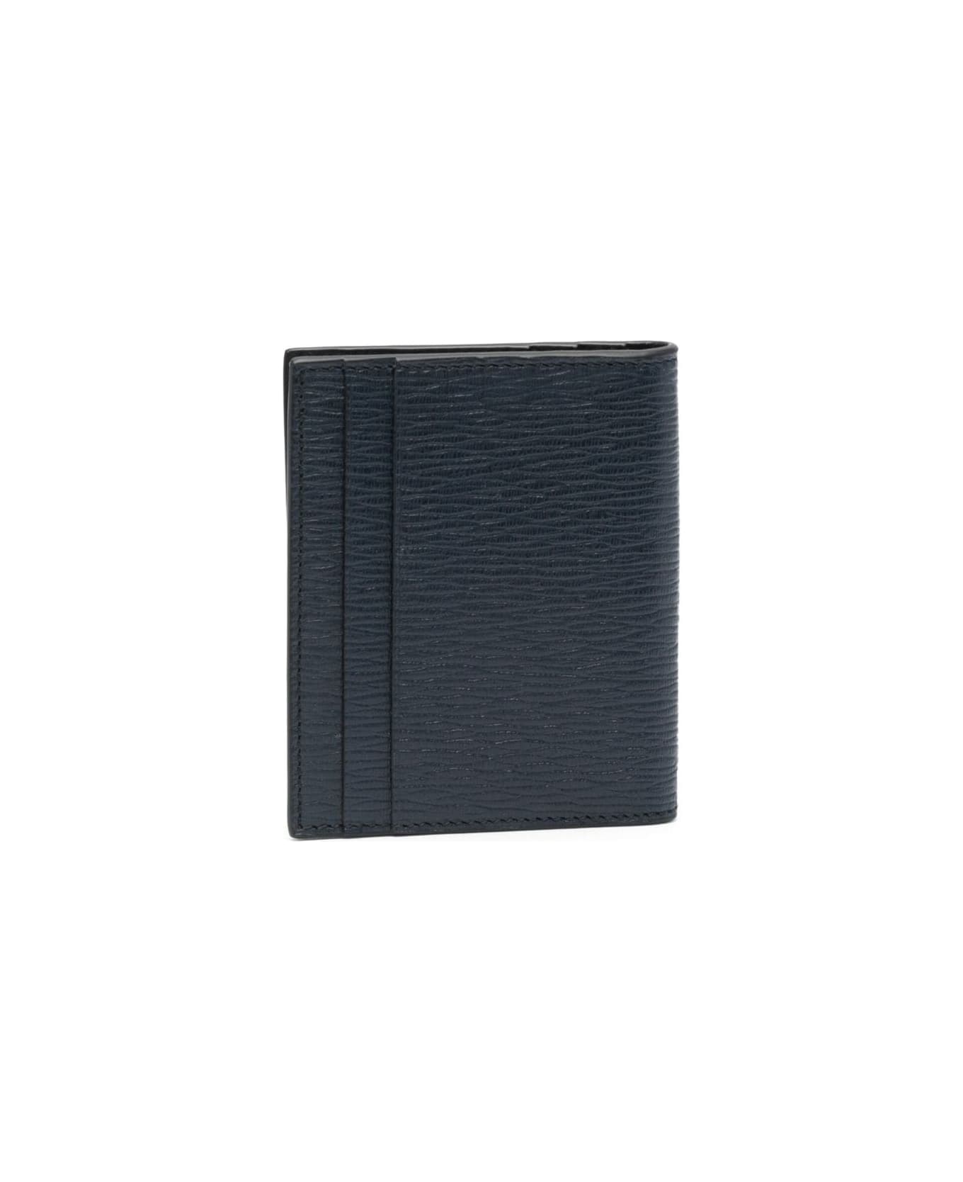 Ferragamo Blue Cardholder With Silver-tone Gancini Logo In Calf Leather Man - Blu 財布